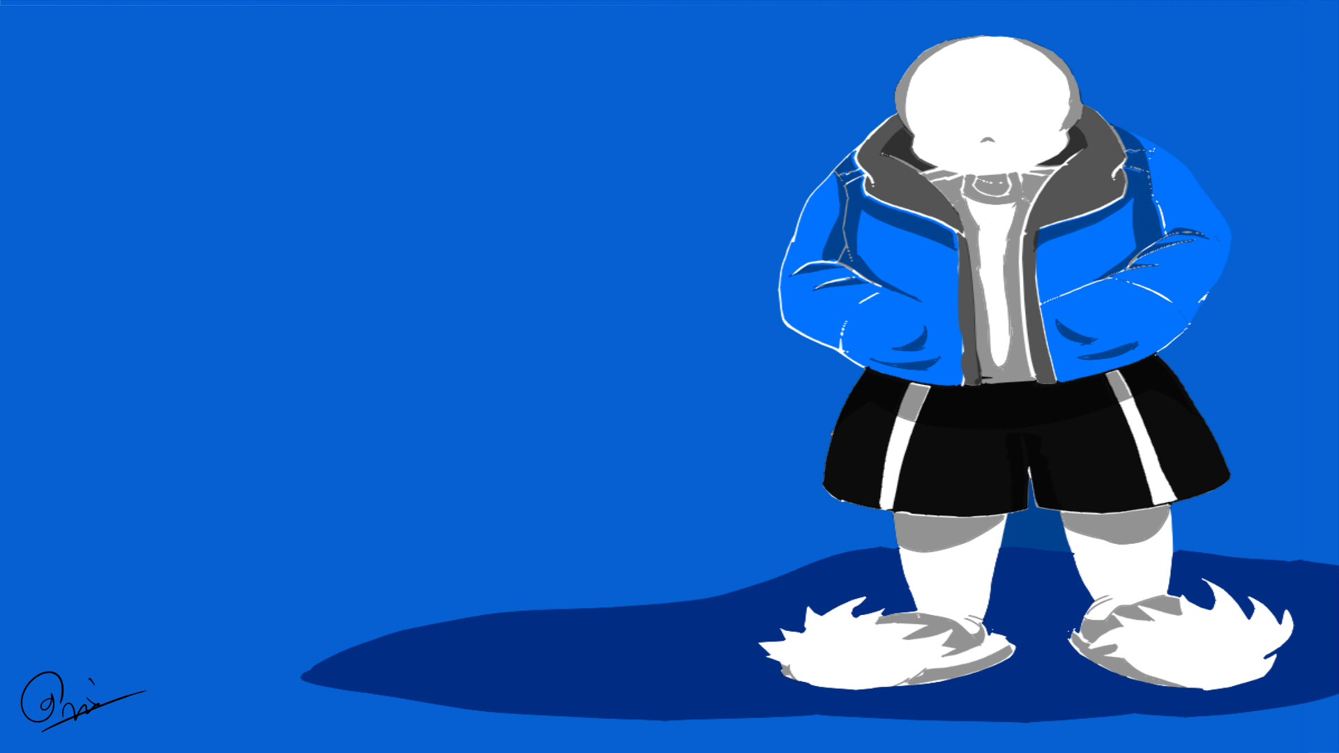 Sans, Undertale, Minimalismo, Blu, 1920x1080, immagine di sfondo
