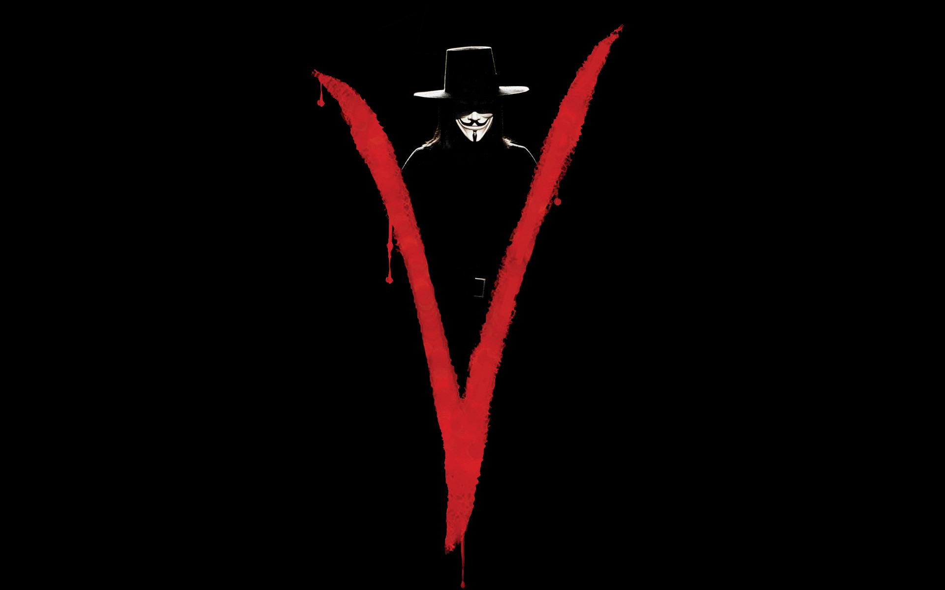V per Vendetta, V, Simbolo V, Rosso, Sfondo nero, 1920x1200, wallpaper desktop