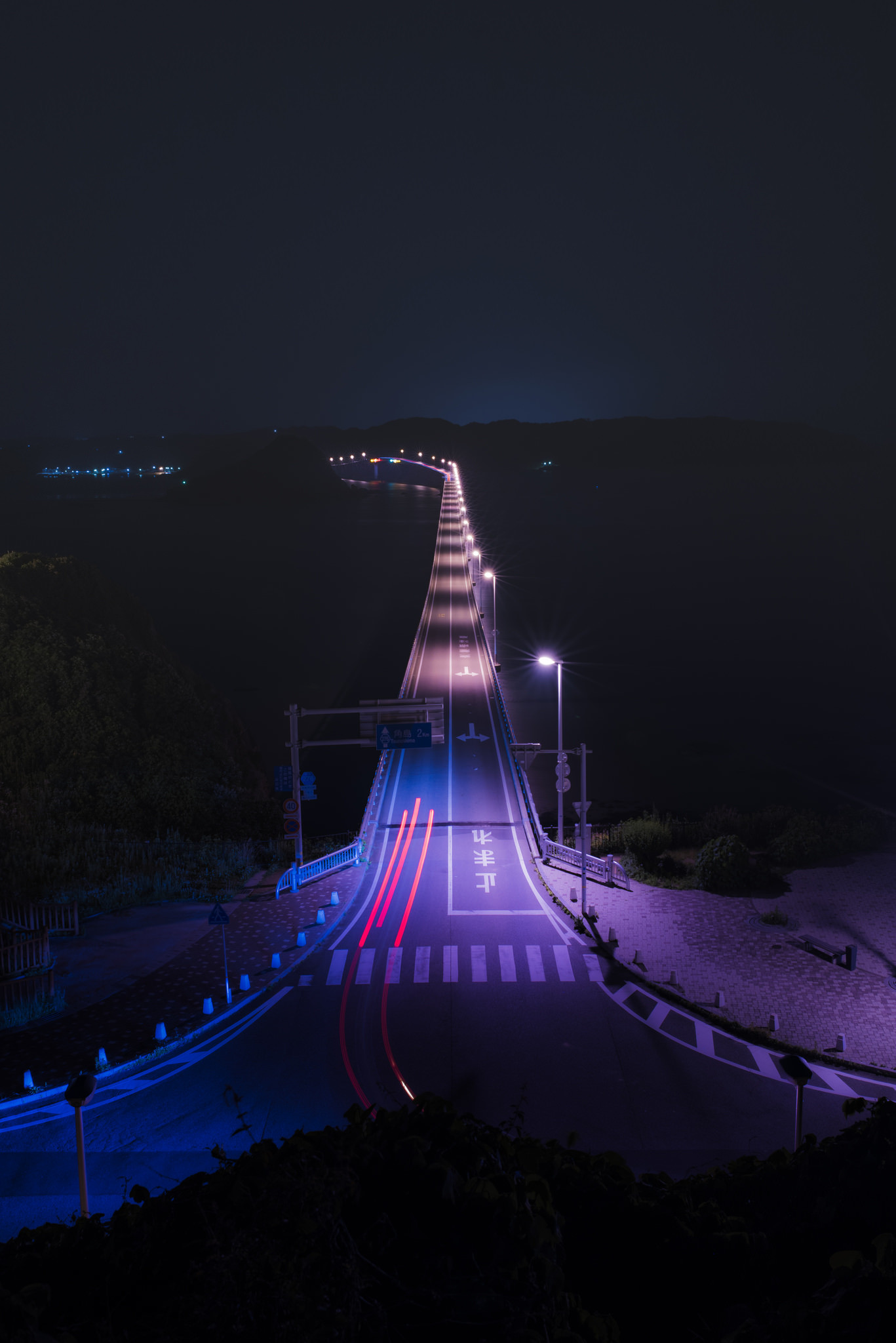 Ponte, Strada, Notte, Luci, Vista aerea, Full HD, schermata di blocco iPad