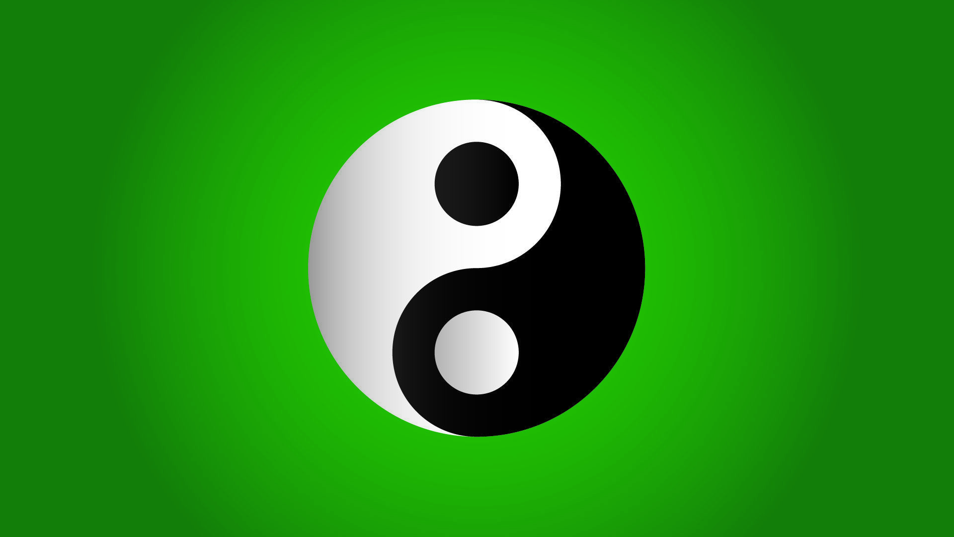 Yin e yang, Taijitu, Sfondo verde, Full HD, wallpaper desktop