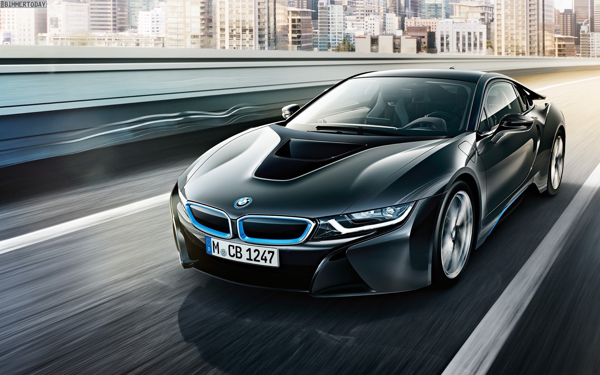 BMW i8, BMW, Nero, Città, Velocità, Full HD, sfondo per portatile