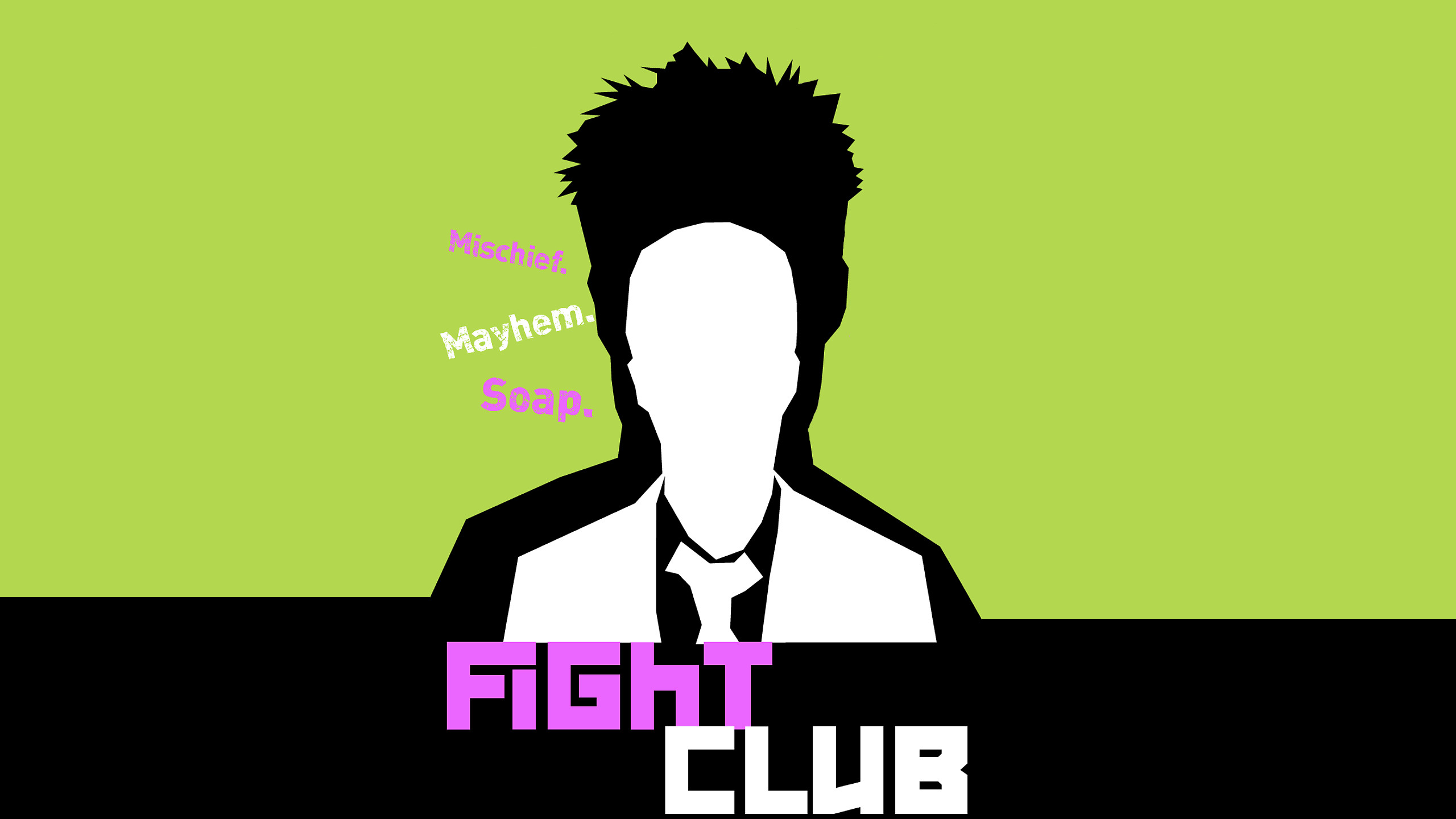 Tyler Durden, Fight Club, Mischief Mayhem Soap, Sfondo verde, 2K, wallpaper per portatile