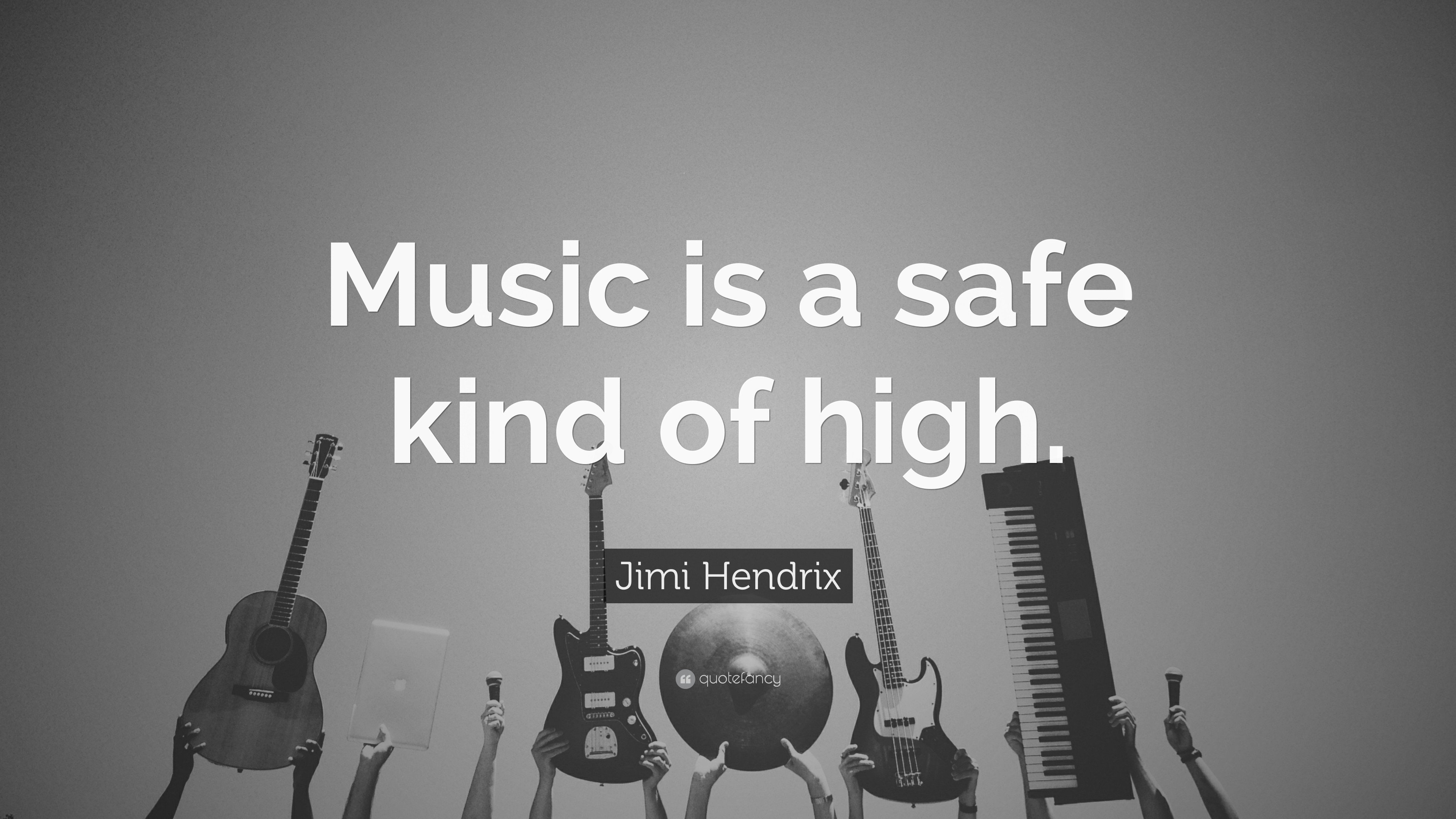 Music Is a Safe Kind of High, Jimi Hendrix, Citazione, Strumenti musicali, sfondo 3840x2160 per PC