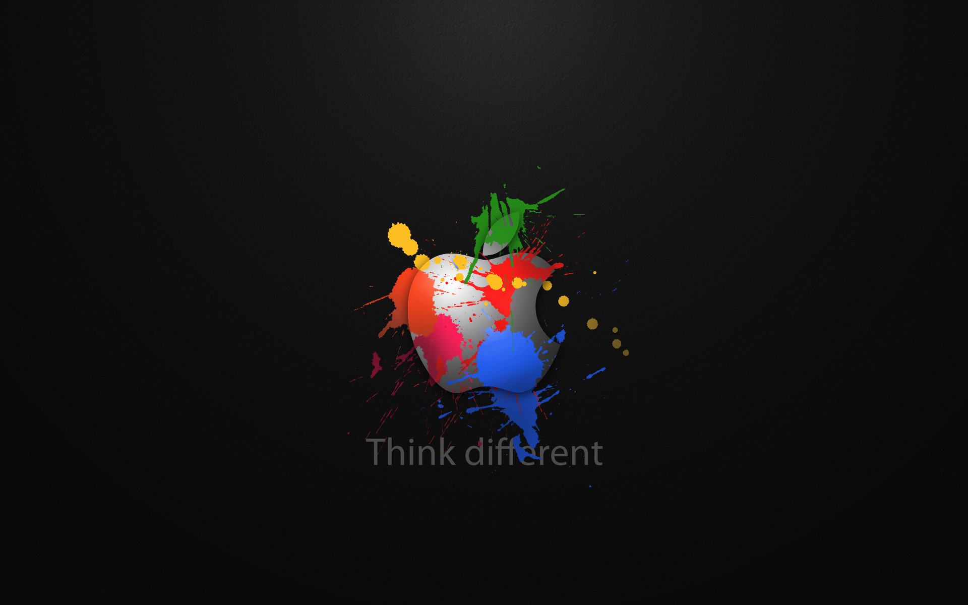 Logo Apple, Think Different, Schizzi di colore, Sfondo nero, wallpaper Mac