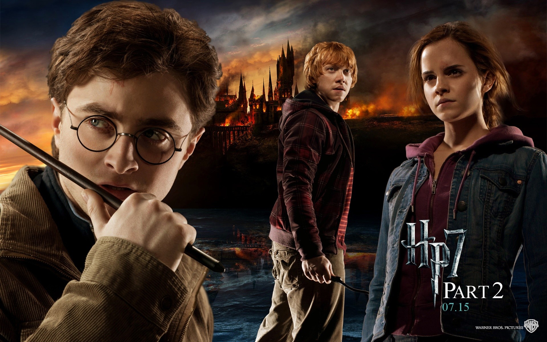 Harry Potter, Ron Weasley, Hermione Granger, Harry Potter e i Doni della Morte - Parte 2, Hogwarts, sfondo desktop