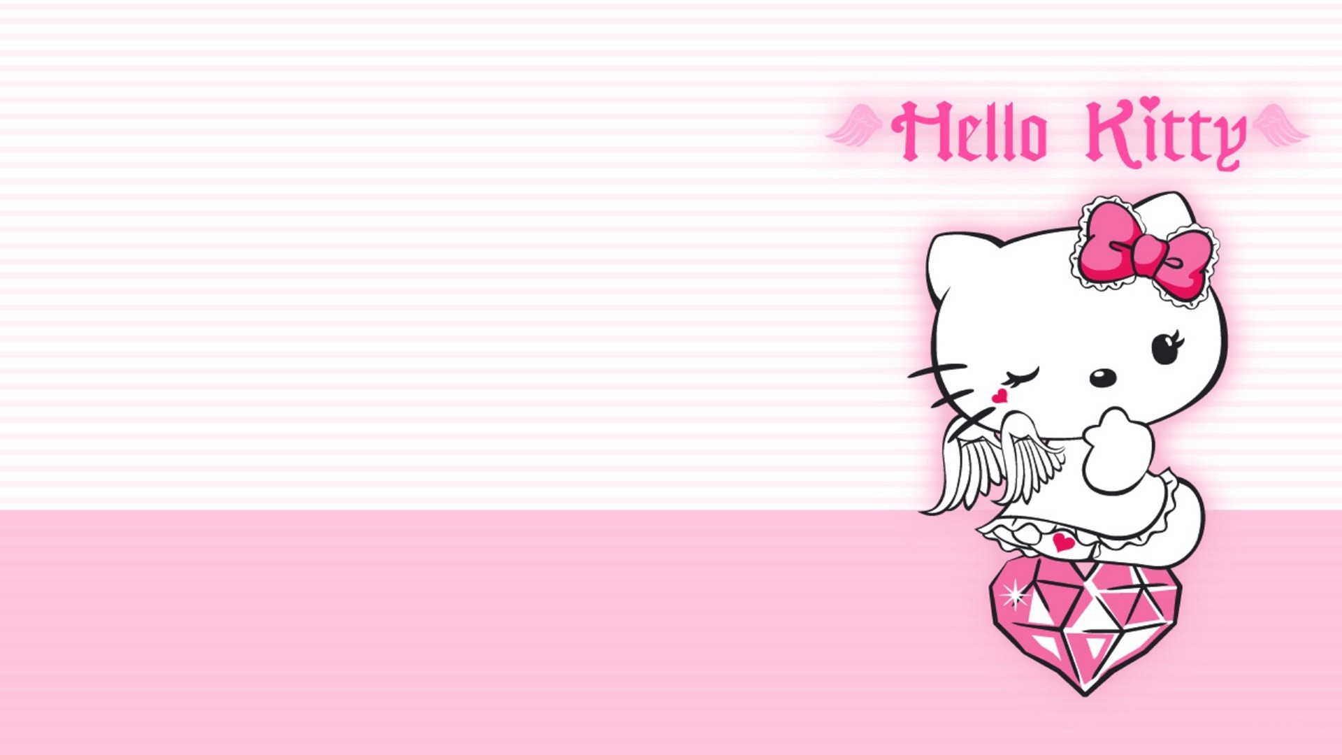 Hello Kitty, Angelo, Diamante, Rosa pastello, Scritta, 16:9 Full HD, sfondo widescreen