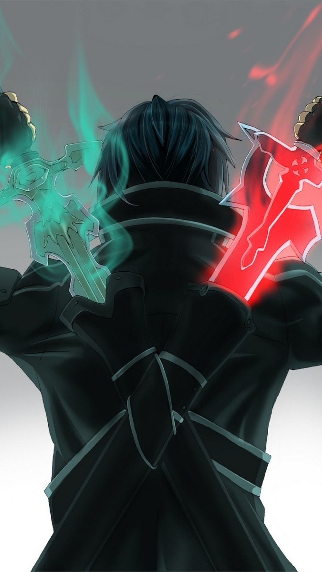 Kirito, Sword Art Online, Due spade, Vista posteriore, Full HD, sfondo per iPhone e Android