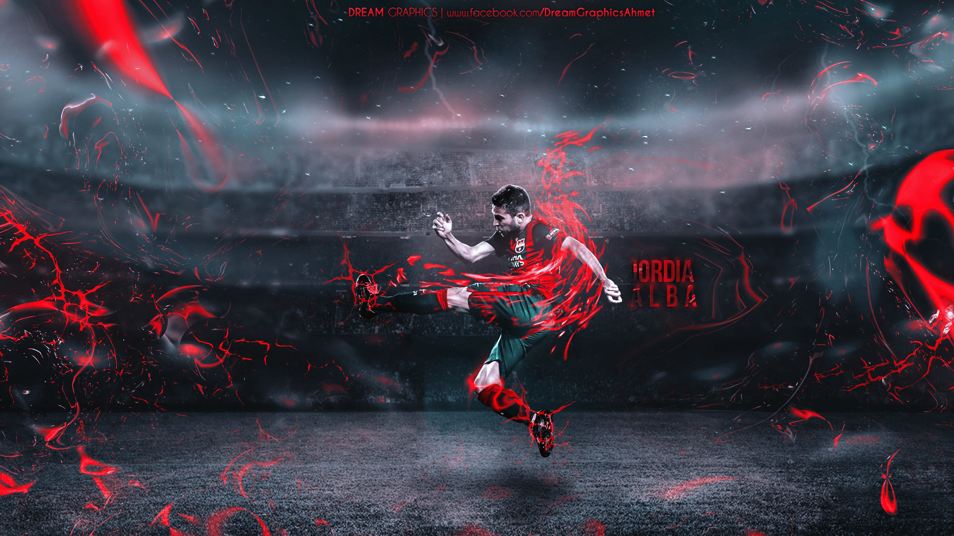 Cristiano Ronaldo, Nazionale portoghese, Stadio, Arte digitale, Rosso, sfondo 16:9 Full HD