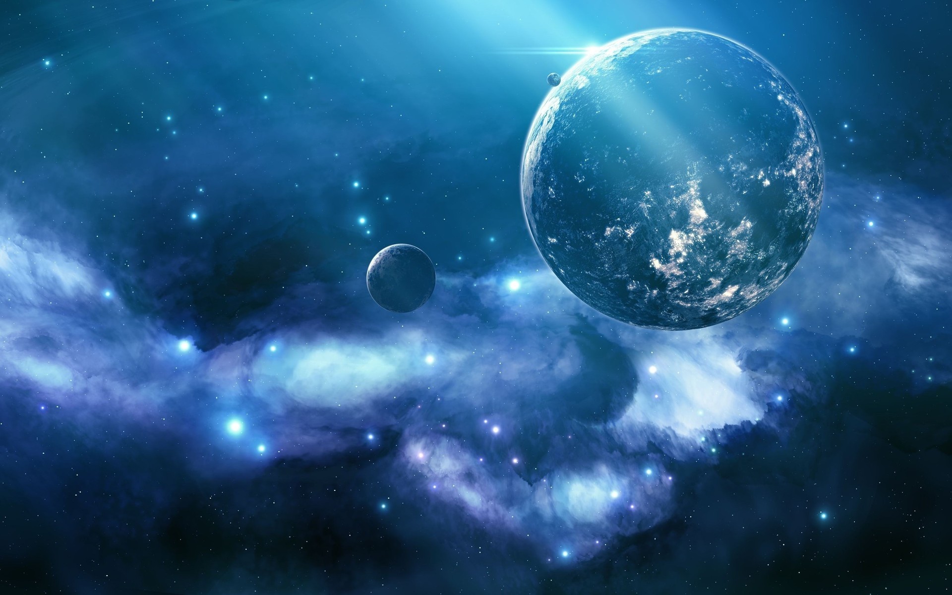 Pianeta, Nebulosa blu, Spazio, Stelle, 1920x1200, sfondo MacBook Pro