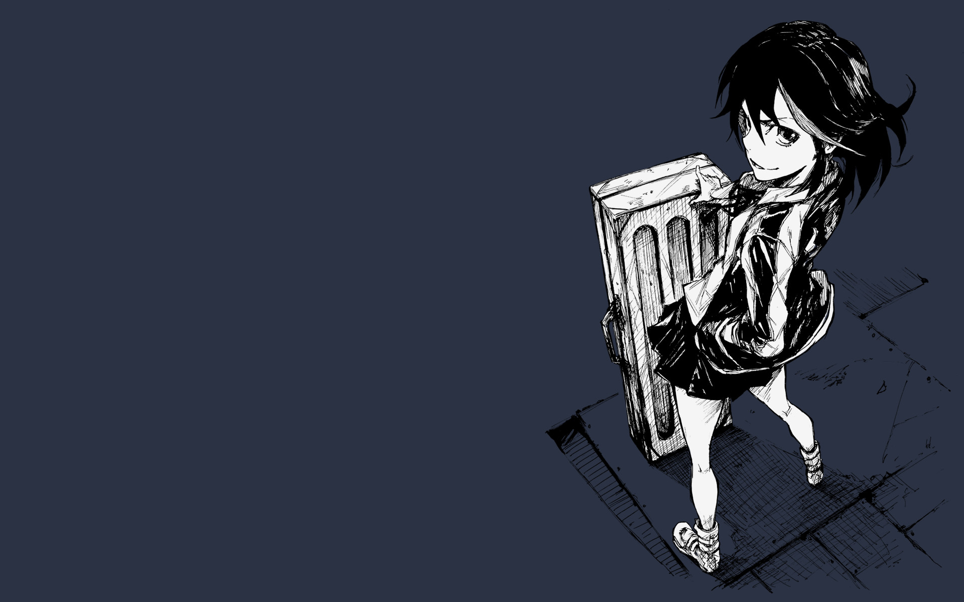 Ryuko Matoi, Kill la Kill, Custodia, Bianco e nero, Blu scuro, 1920x1200, immagine di sfondo