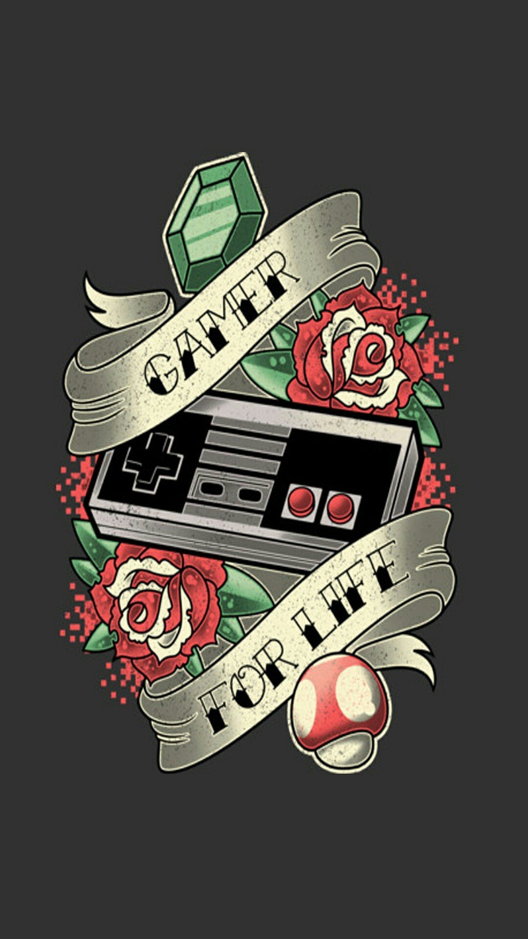 Gamer for Life, Controller NES, Tatuaggio, Rose, Full HD, schermata di blocco del cellulare