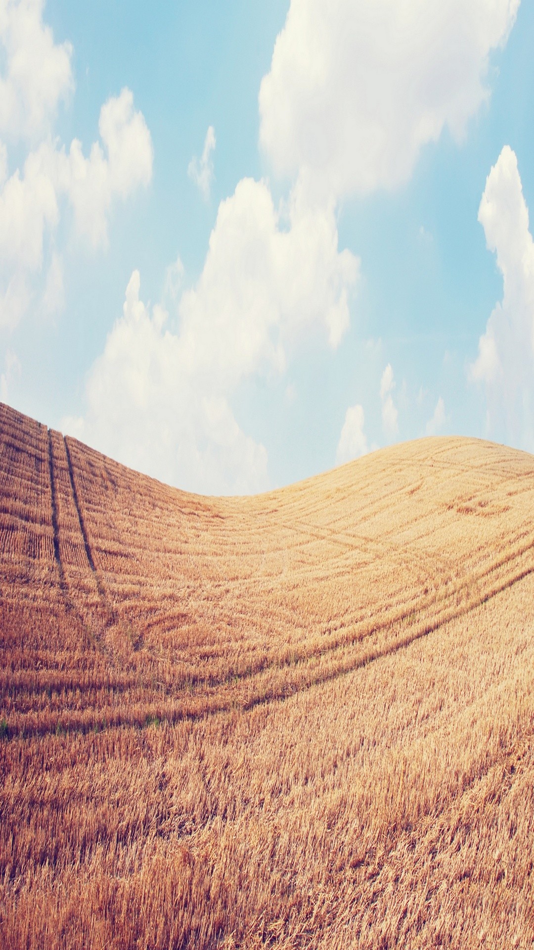 Colline, Campo di grano, Nuvole, Vintage, Full HD, schermata di blocco del cellulare