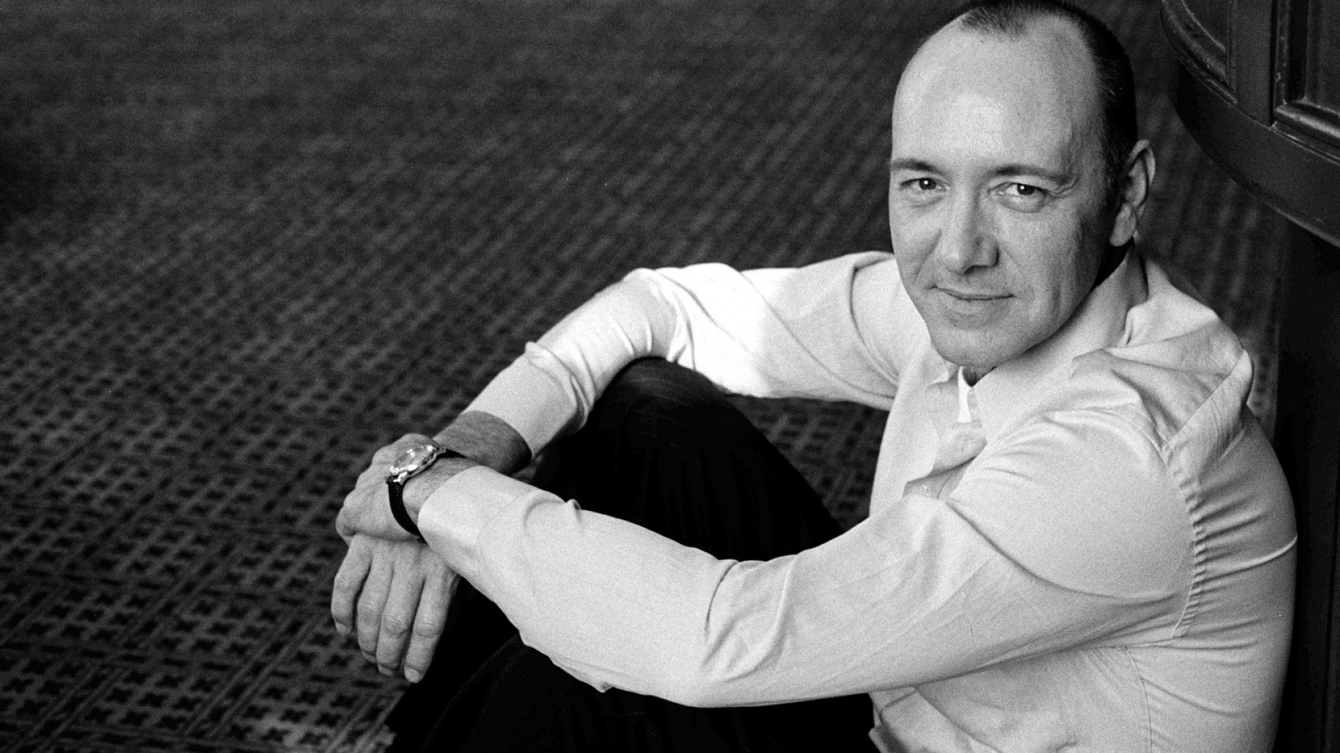 Kevin Spacey, Bianco e nero, Ritratto, Camicia bianca, Full HD, wallpaper per PC
