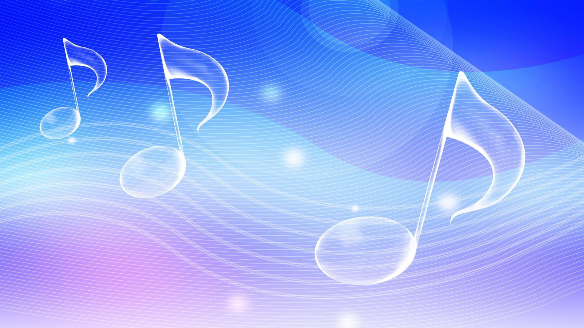 Note trasparenti, Onde, Sfondo blu, 16:9 Full HD, wallpaper widescreen