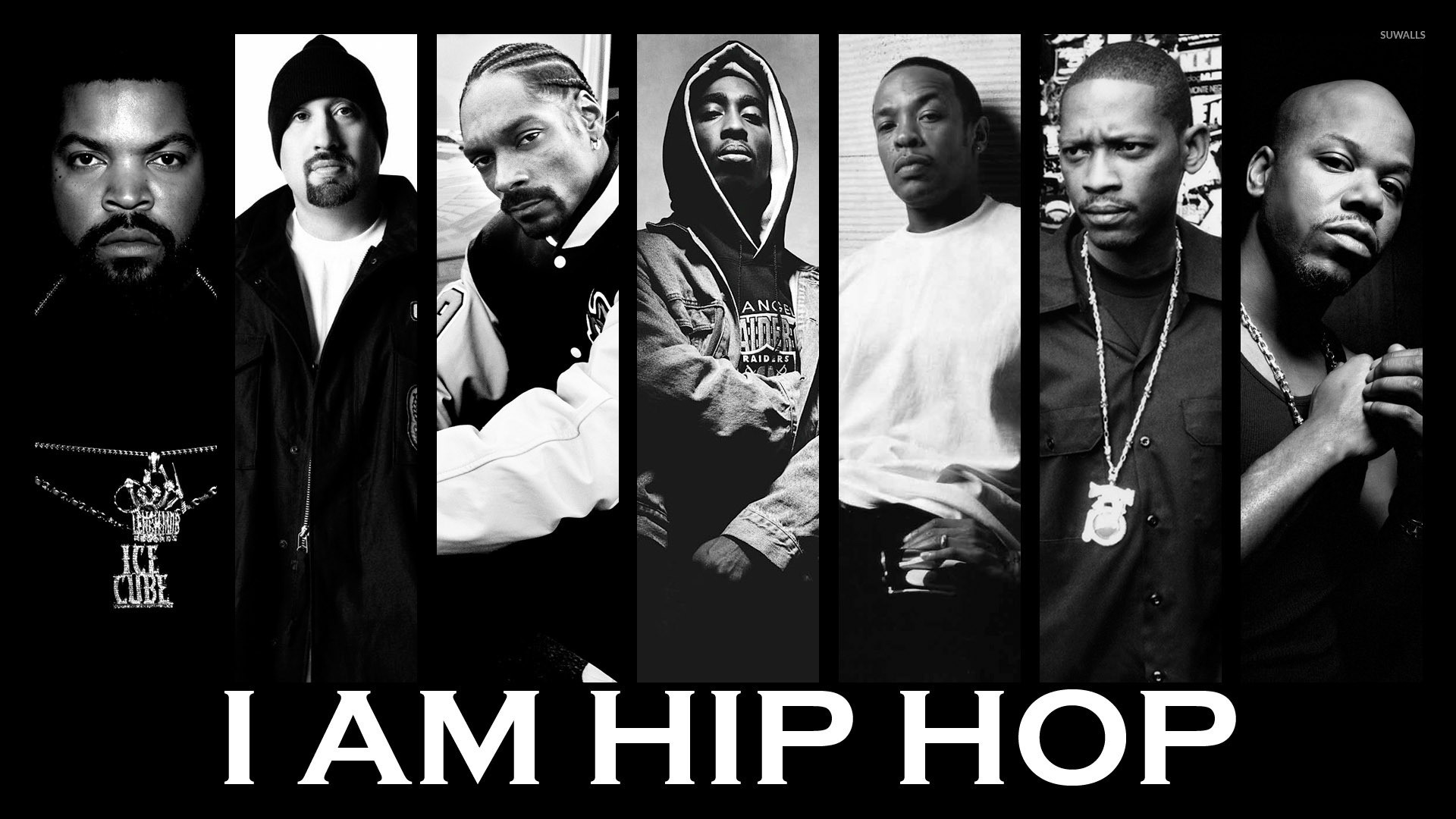 Ice Cube, Snoop Dogg, Tupac Shakur, Dr. Dre, I Am Hip Hop, Bianco e nero, sfondo desktop 1080p