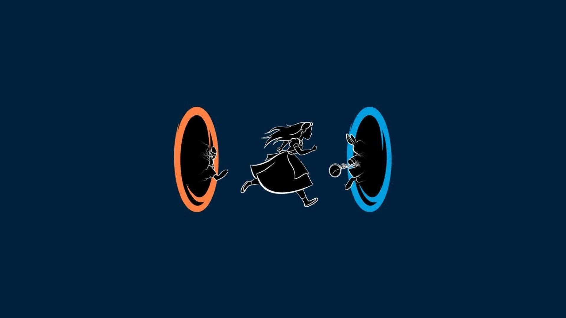 Alice, Portal, Portali, Minimalismo, Blu scuro, 1920x1080, sfondo per PC