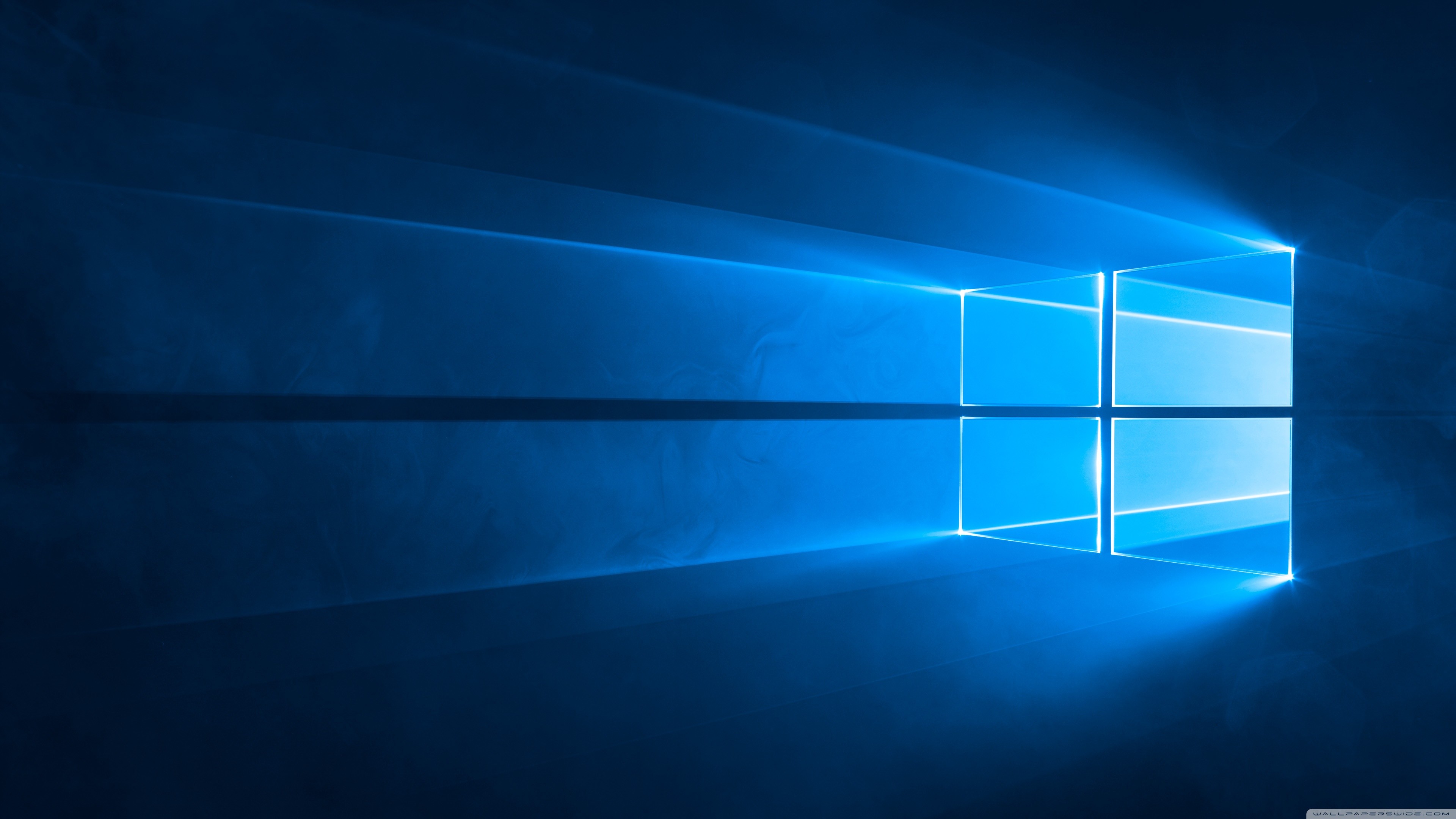 Windows 10, Hero wallpaper, Logo Windows, Raggi di luce, Blu, 4K, sfondo desktop
