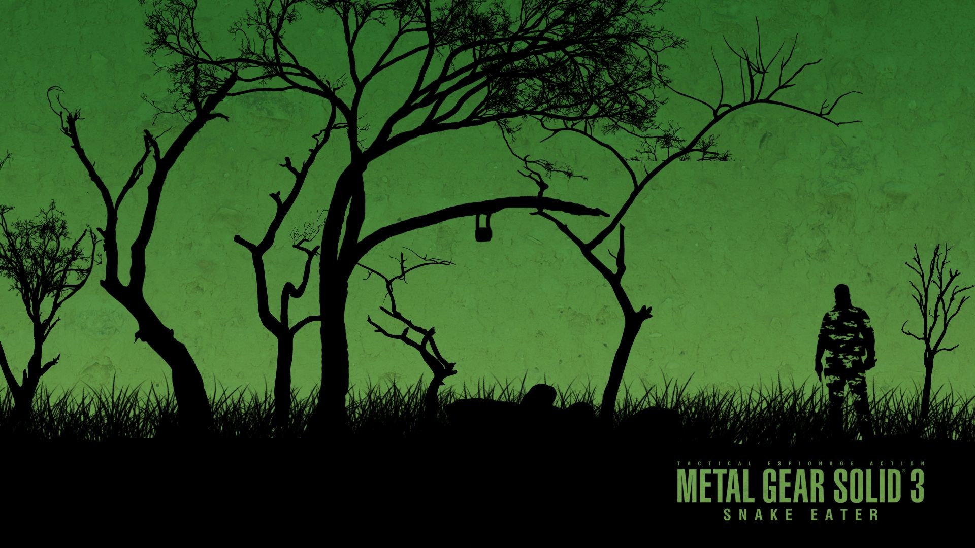 Metal Gear Solid 3: Snake Eater, Silhouette, Alberi, Verde, Minimalista, sfondo 1920x1080 per PC