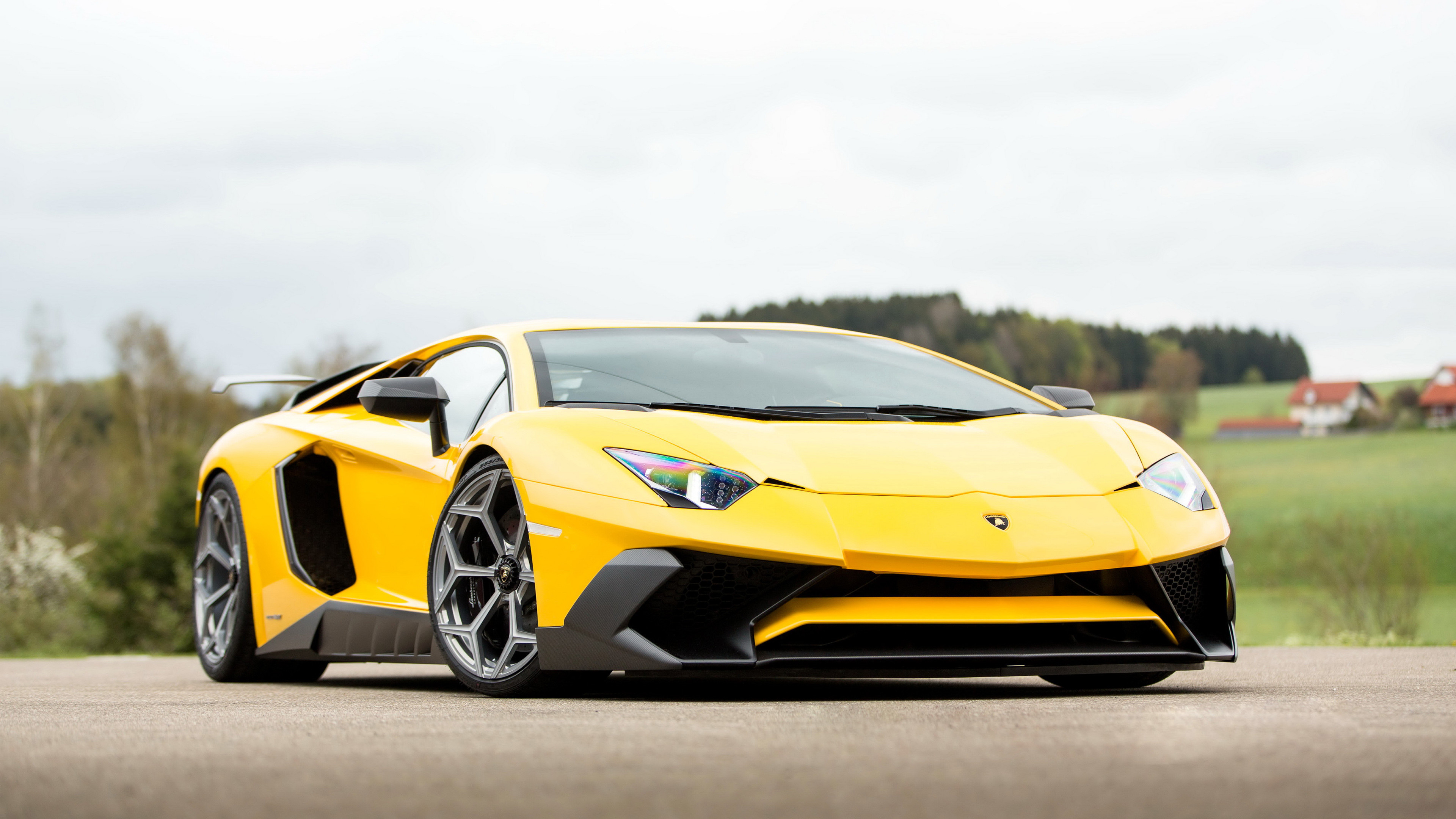 Lamborghini Aventador LP750-4 Superveloce, Giallo, Campagna, Supercar, 4K Ultra HD
