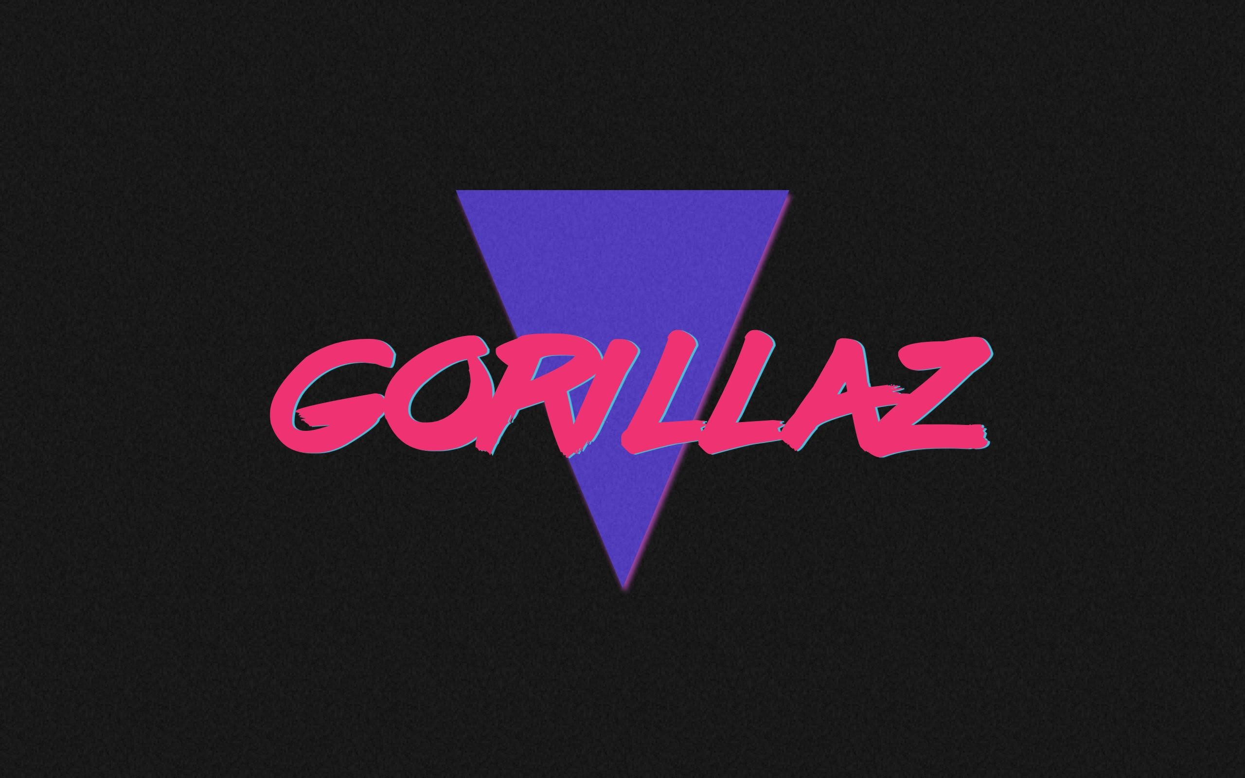 Gorillaz, Logo, Triangolo, Sfondo nero, 16:10 2K, wallpaper widescreen