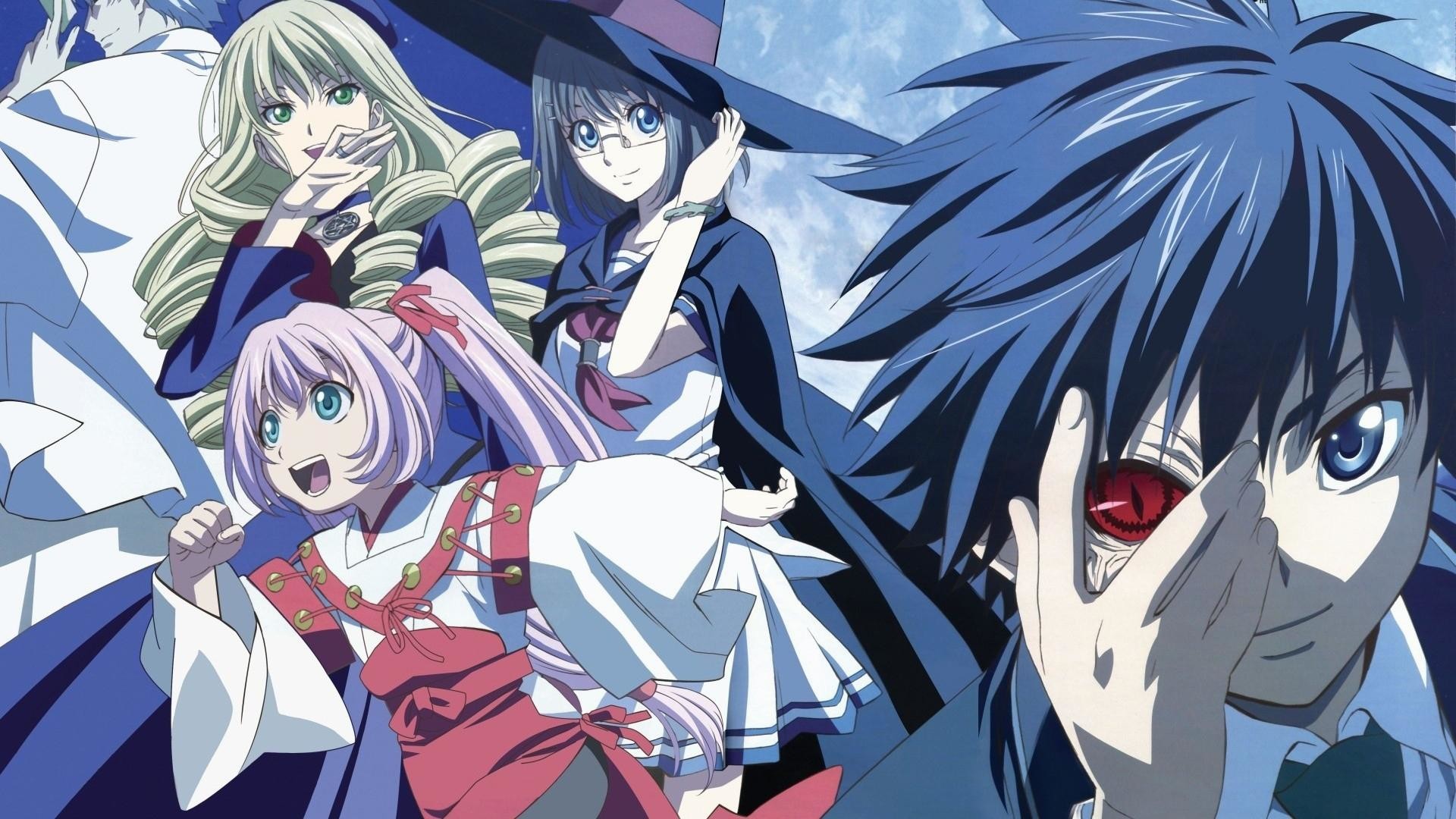 Personaggi anime, Occhio rosso, Strega, Gruppo, 16:9 Full HD, sfondo widescreen