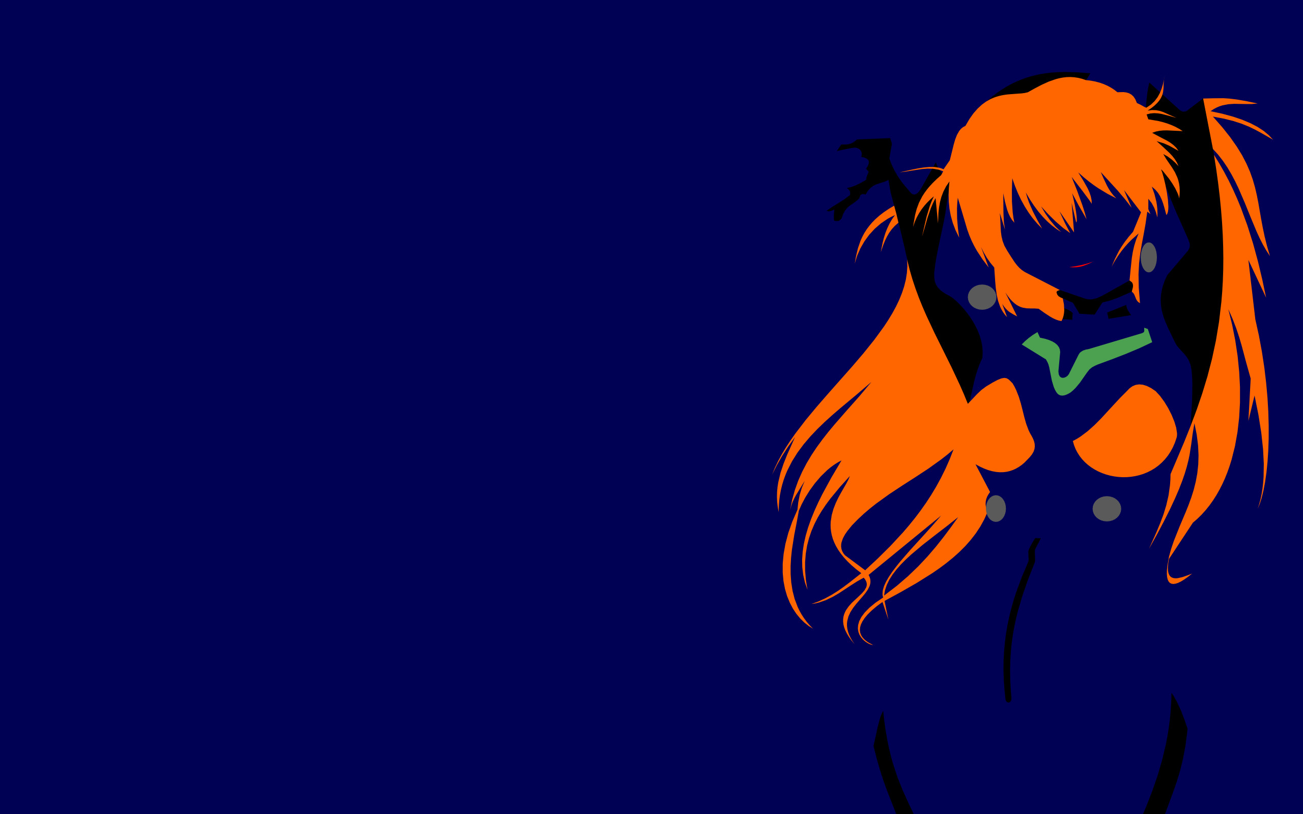 Asuka Langley Soryu, Neon Genesis Evangelion, Silhouette, Sfondo blu, wallpaper 2560x1600