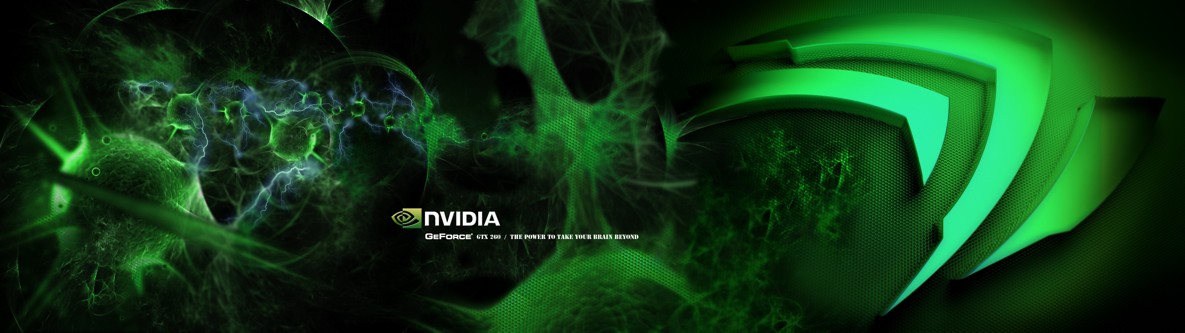 Logo Nvidia, Nvidia, Frattali, Verde, Panoramica, 3840x1080, immagine di sfondo