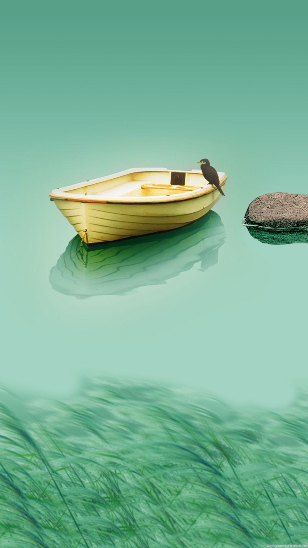 Barca, Acqua verde, Minimal, Full HD, sfondo per smartphone