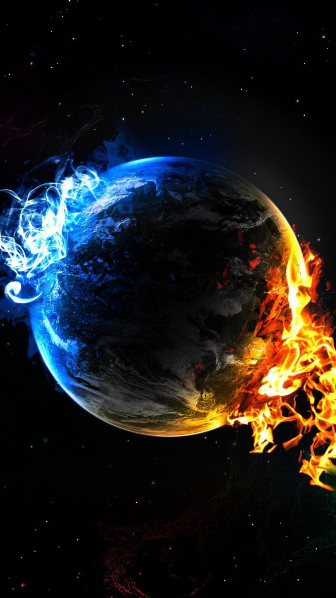 Pianeta, Fuoco, Ghiaccio, Spazio, sfondo Samsung verticale