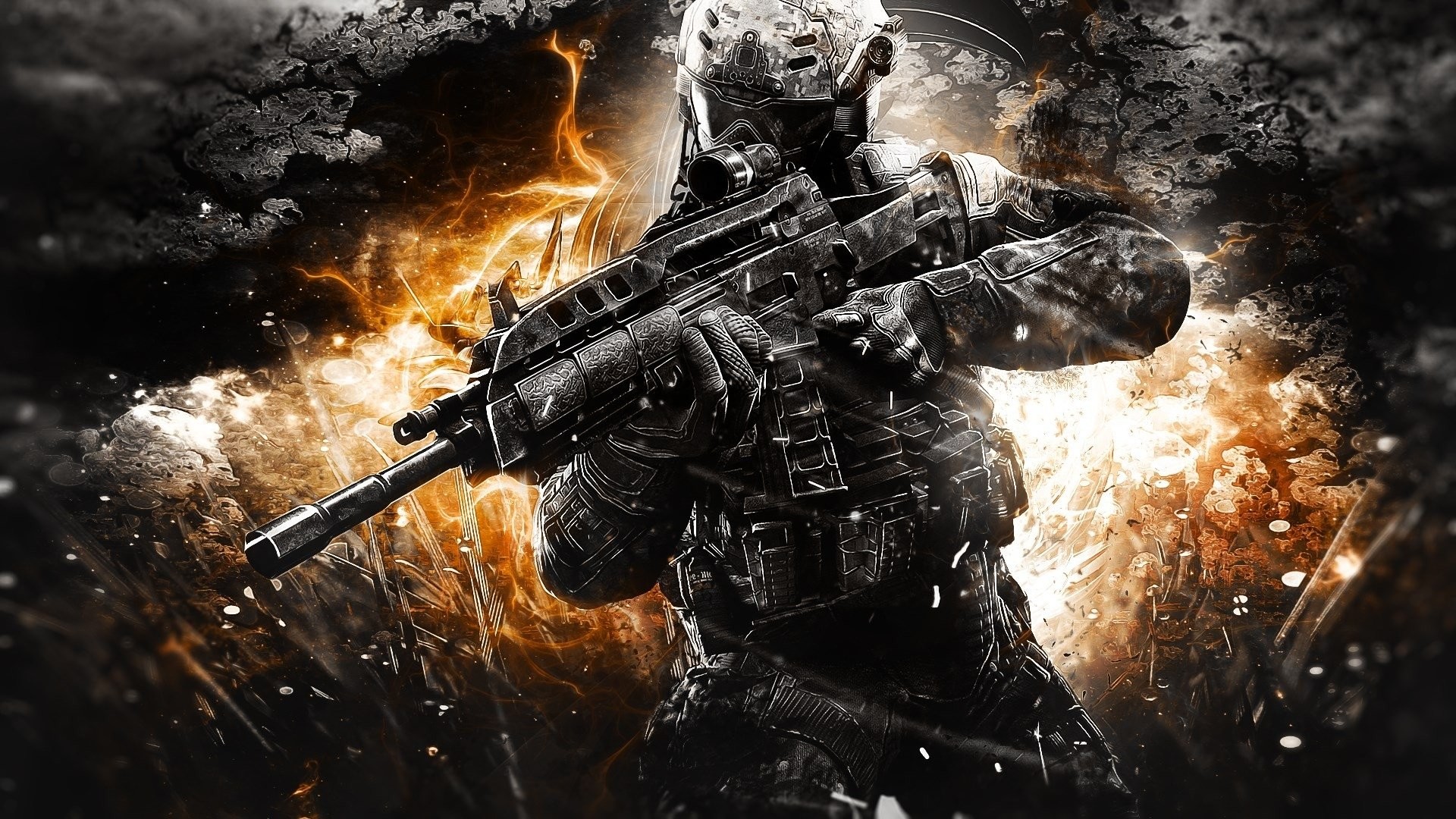 Call of Duty: Black Ops II, Call of Duty, Soldato, Esplosione, Fucile, sfondo desktop 1920x1080
