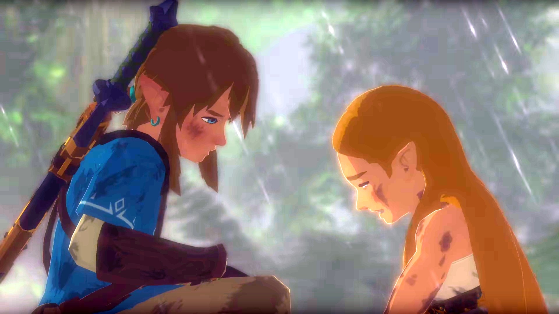Link, Principessa Zelda, The Legend of Zelda: Breath of the Wild, Pioggia, sfondo desktop 1080p