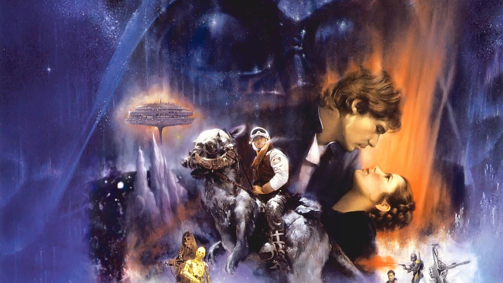Star Wars: L'Impero colpisce ancora, Han Solo, Principessa Leia, Città delle Nuvole, Poster, sfondo 1080p