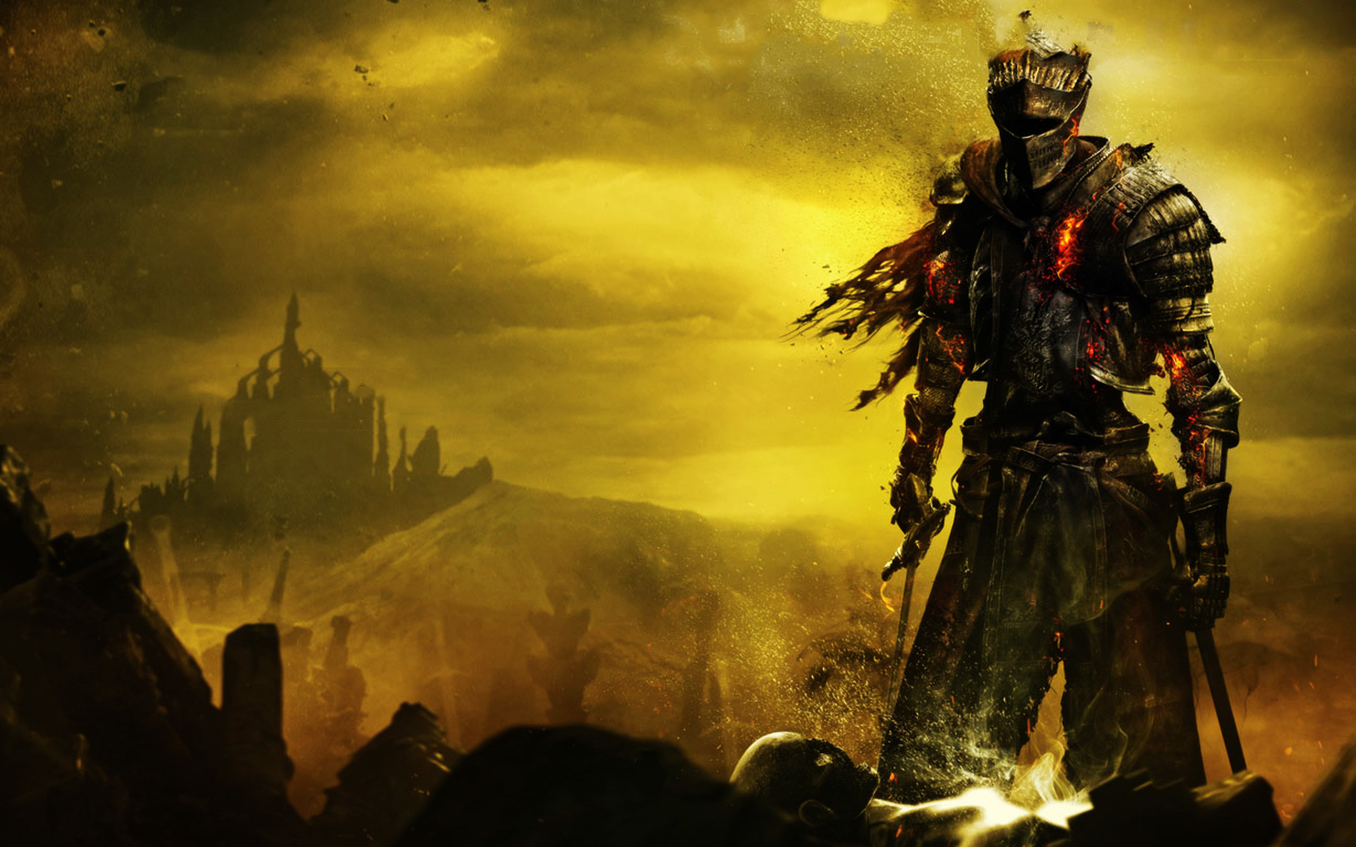 Ashen One, Dark Souls III, Lothric, Cielo giallo, Full HD, sfondo desktop