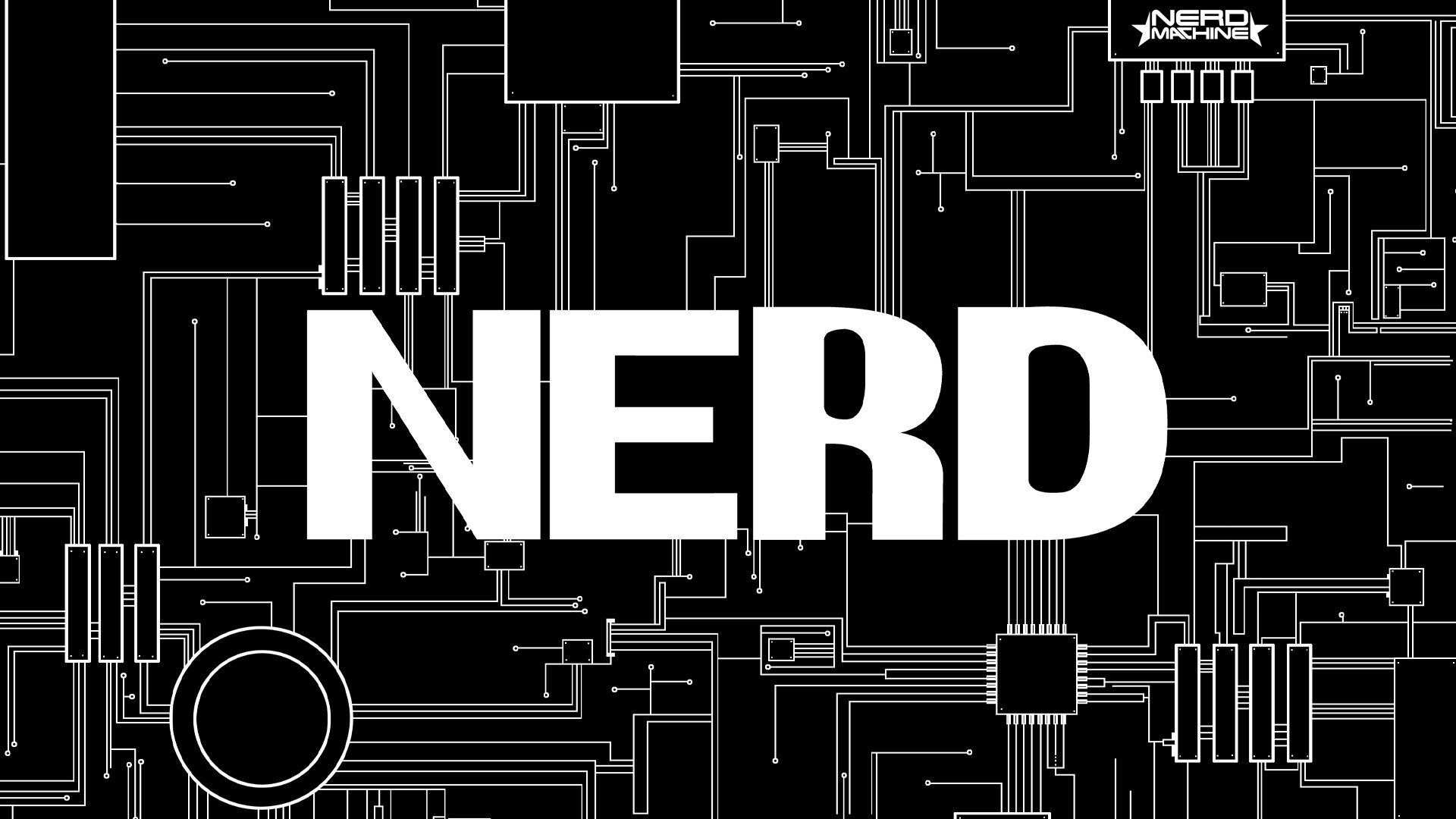 Nerd, Circuito stampato, Tipografia, Bianco e nero, Full HD, sfondo Windows 11