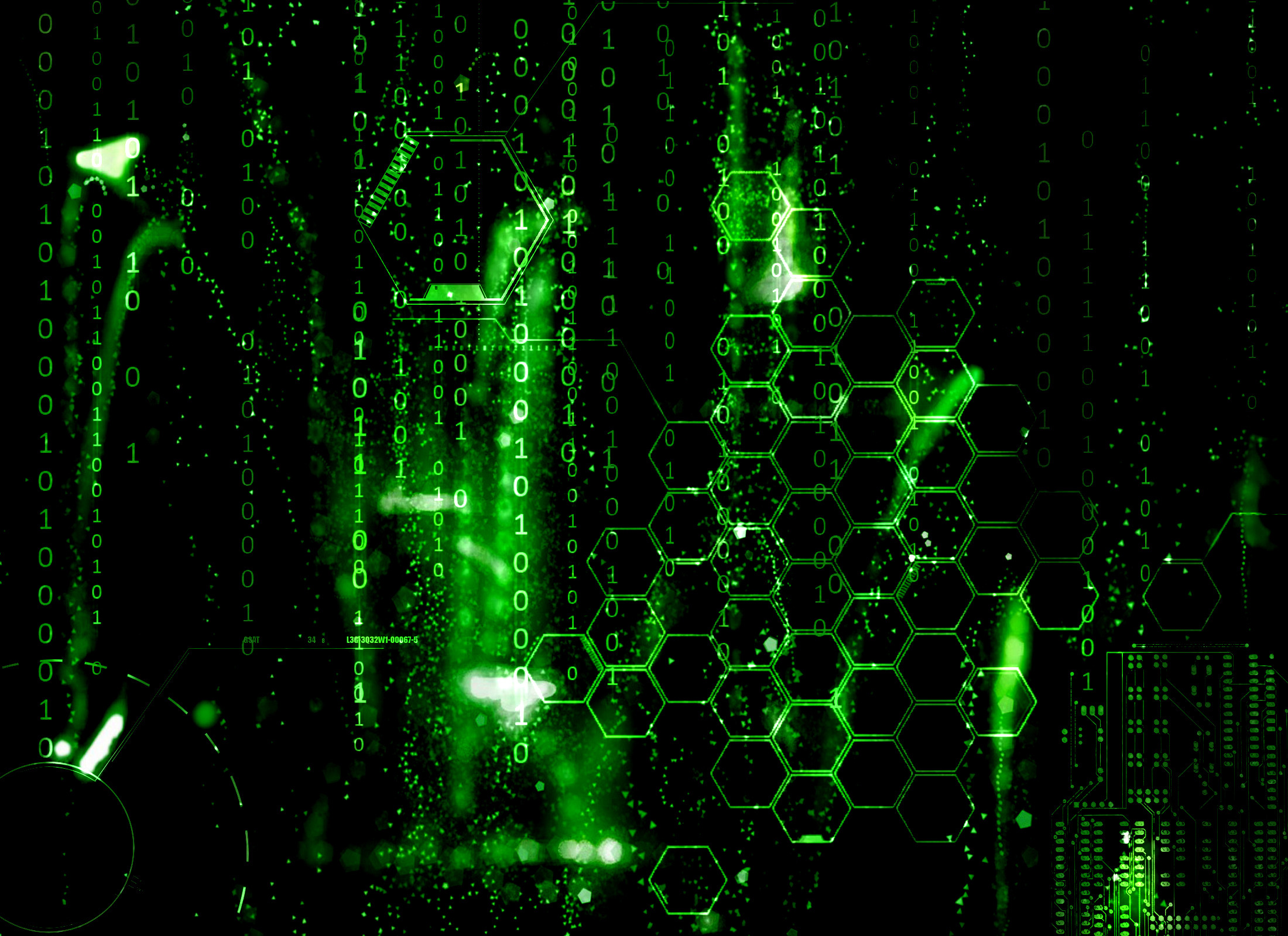 Matrix, Codice digitale, Esagoni, Verde, Full HD, sfondo Windows 11