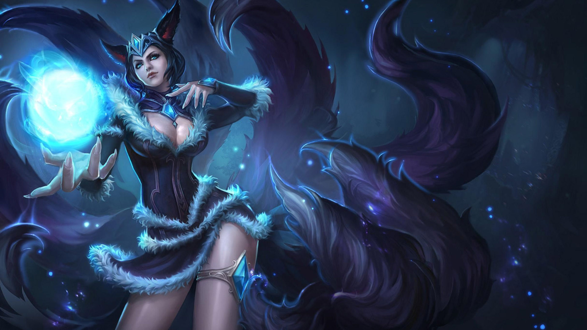 Ahri, League of Legends, Nove code, Volpe, 1920x1080, sfondo per PC