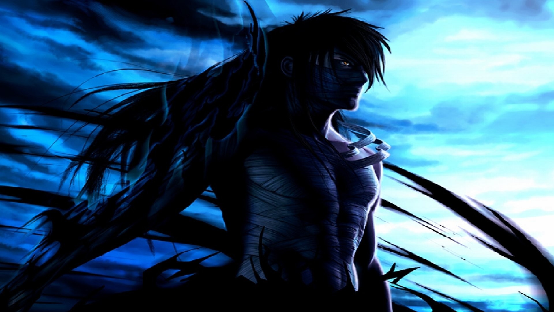 Ichigo Kurosaki, Mugetsu, Bleach, Blu, Full HD, sfondo per PC e portatile