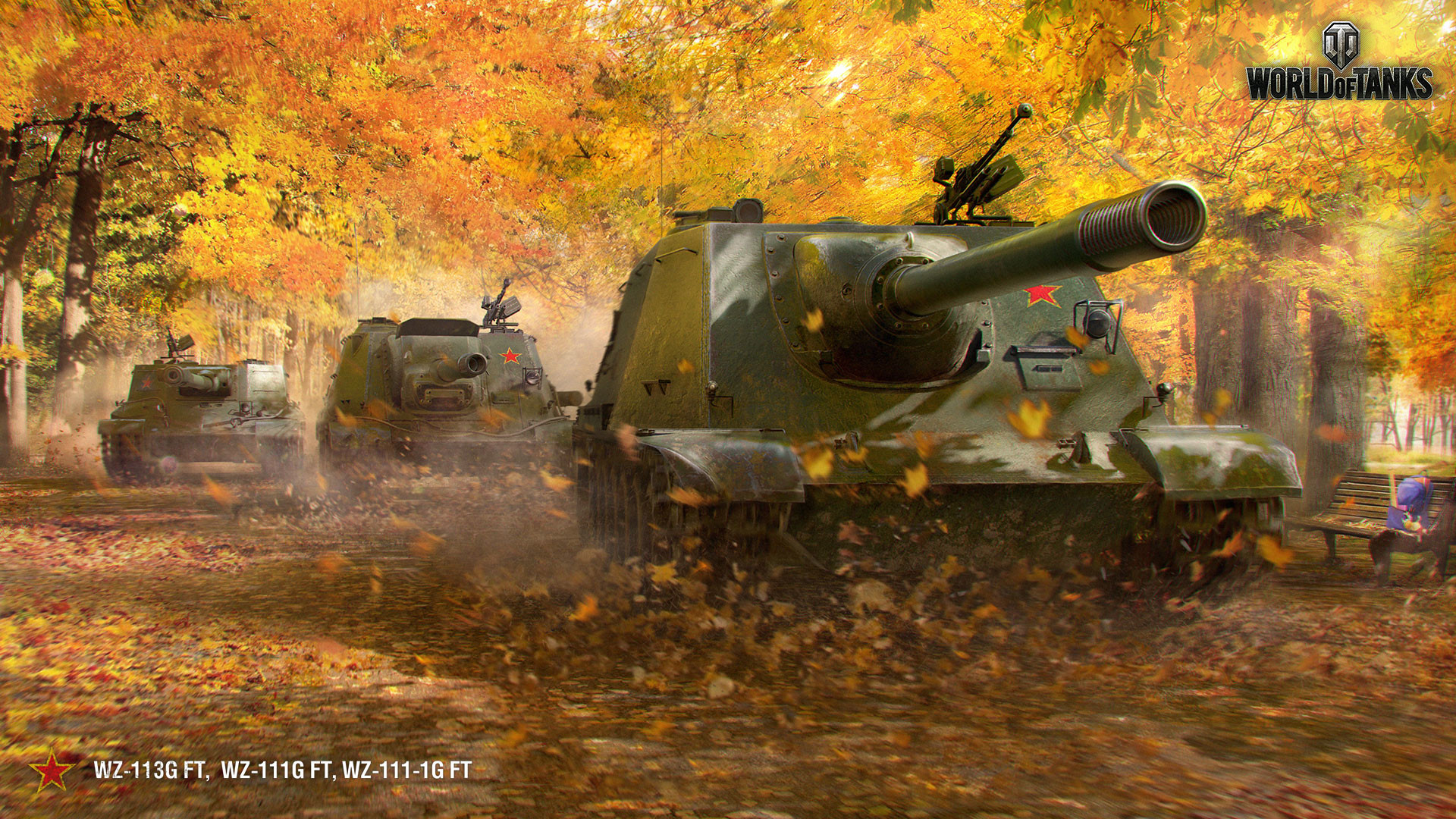 World of Tanks, Carri armati, Autunno, Foresta, Videogioco, 16:9 Full HD, wallpaper widescreen