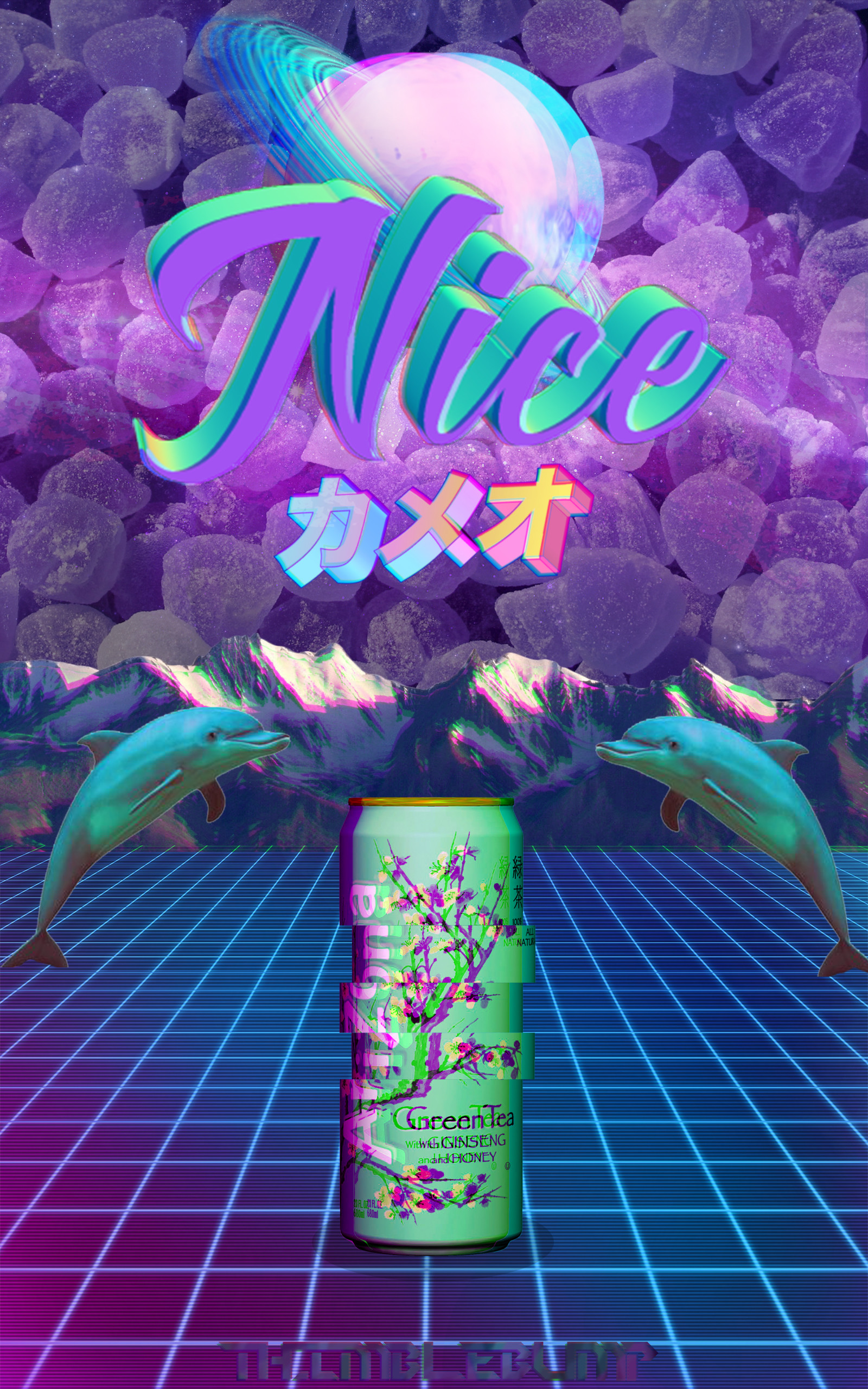 Vaporwave, AriZona, Griglia neon, Kanji, Viola, QHD+, wallpaper per smartphone