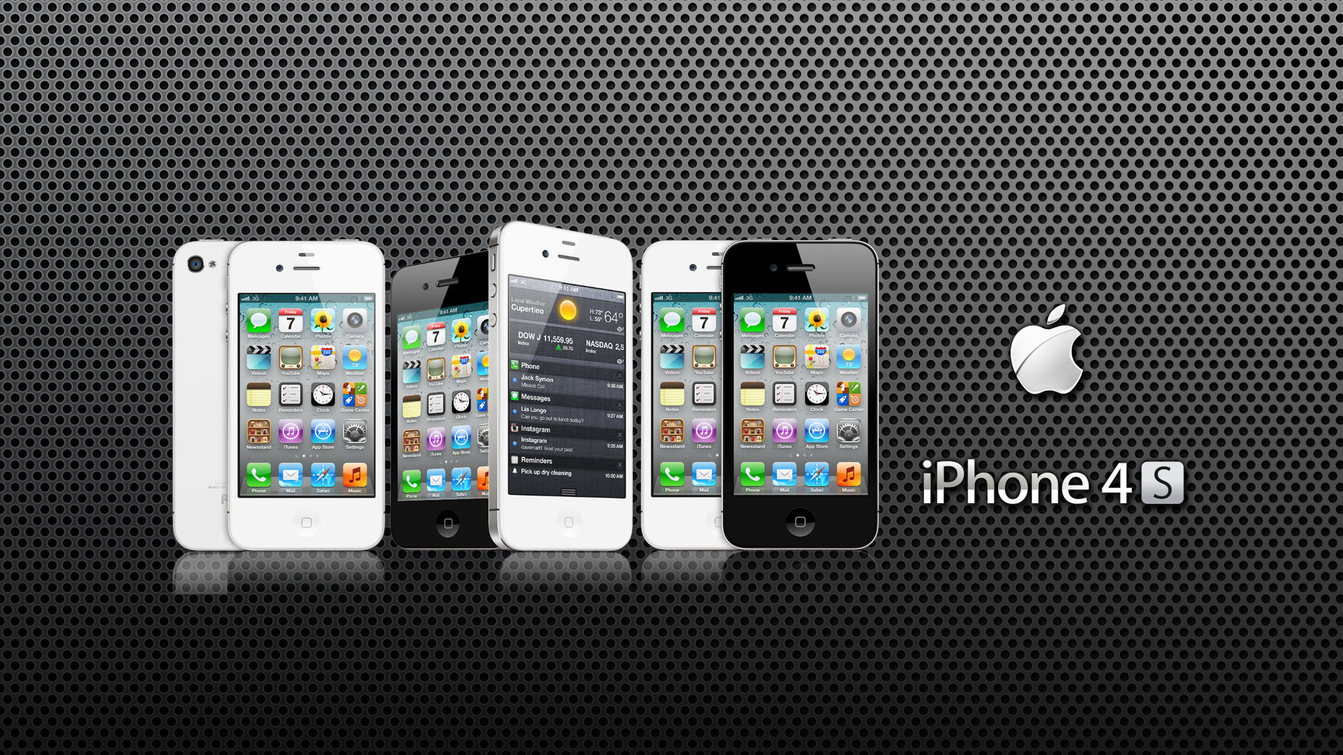 iPhone 4S, Apple, Smartphone, Griglia metallica, Full HD, sfondo per PC