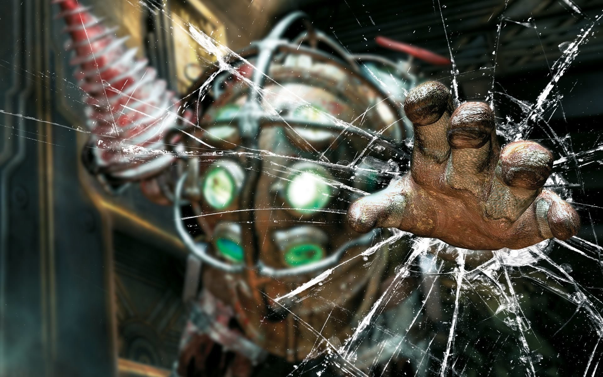 Big Daddy, BioShock, Vetro rotto, Primo piano, 16:10 Full HD, wallpaper widescreen