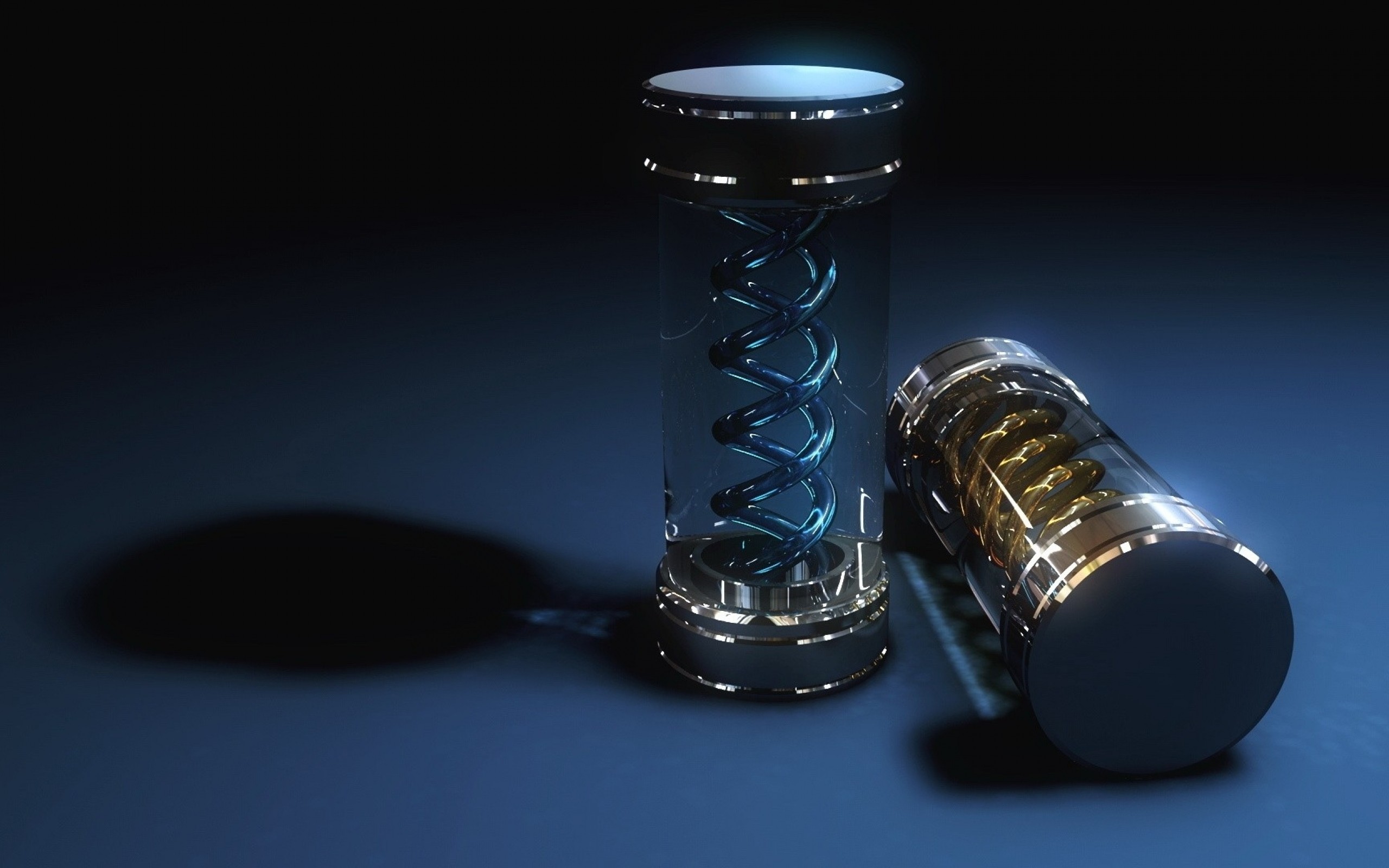 DNA, Provette, Rendering 3D, Blu, 2K 1600p, sfondo desktop