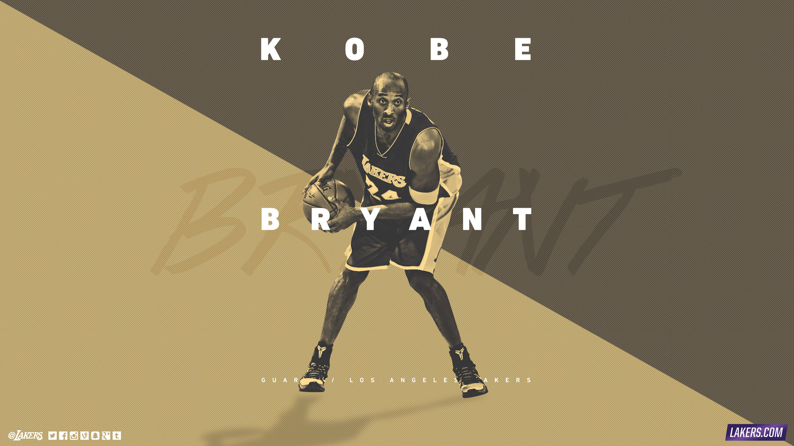 Kobe Bryant, Los Angeles Lakers, Tipografia, Beige, 2560x1440, sfondo per PC