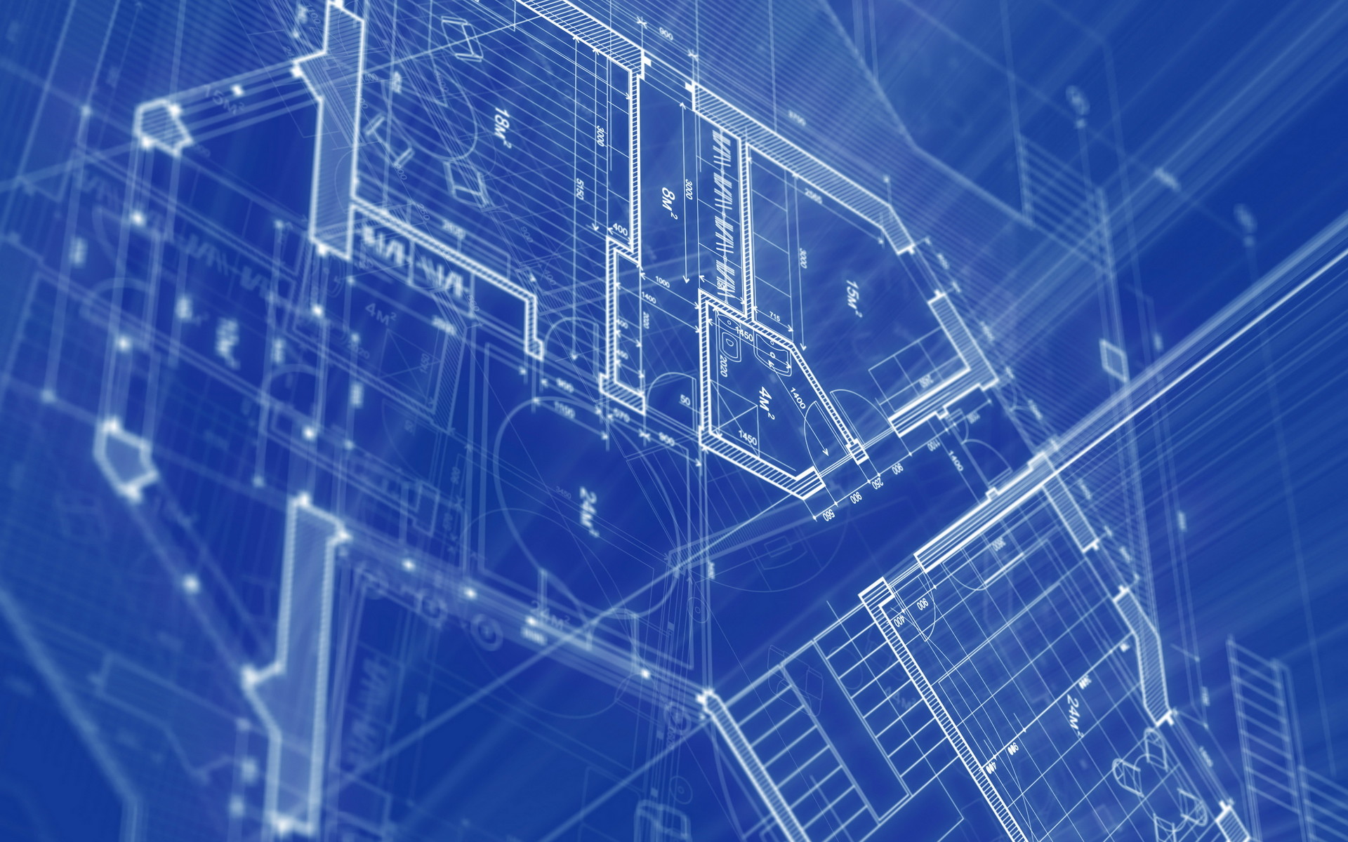 Progetto architettonico, Pianta, Blu, Linee luminose, 1920x1200, immagine di sfondo
