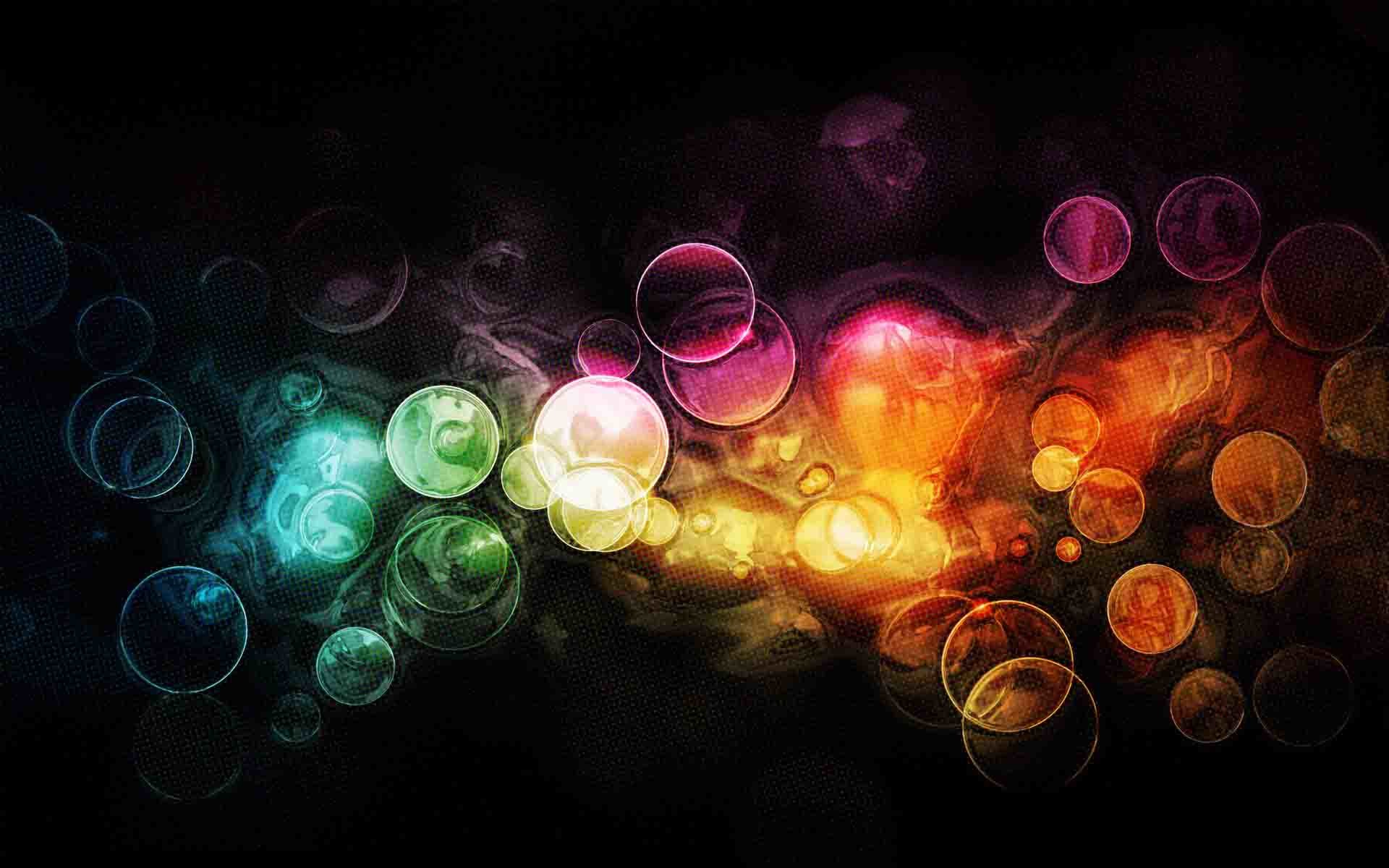 Bokeh, Cerchi colorati, Astratto, Sfondo nero, wallpaper Huawei P8