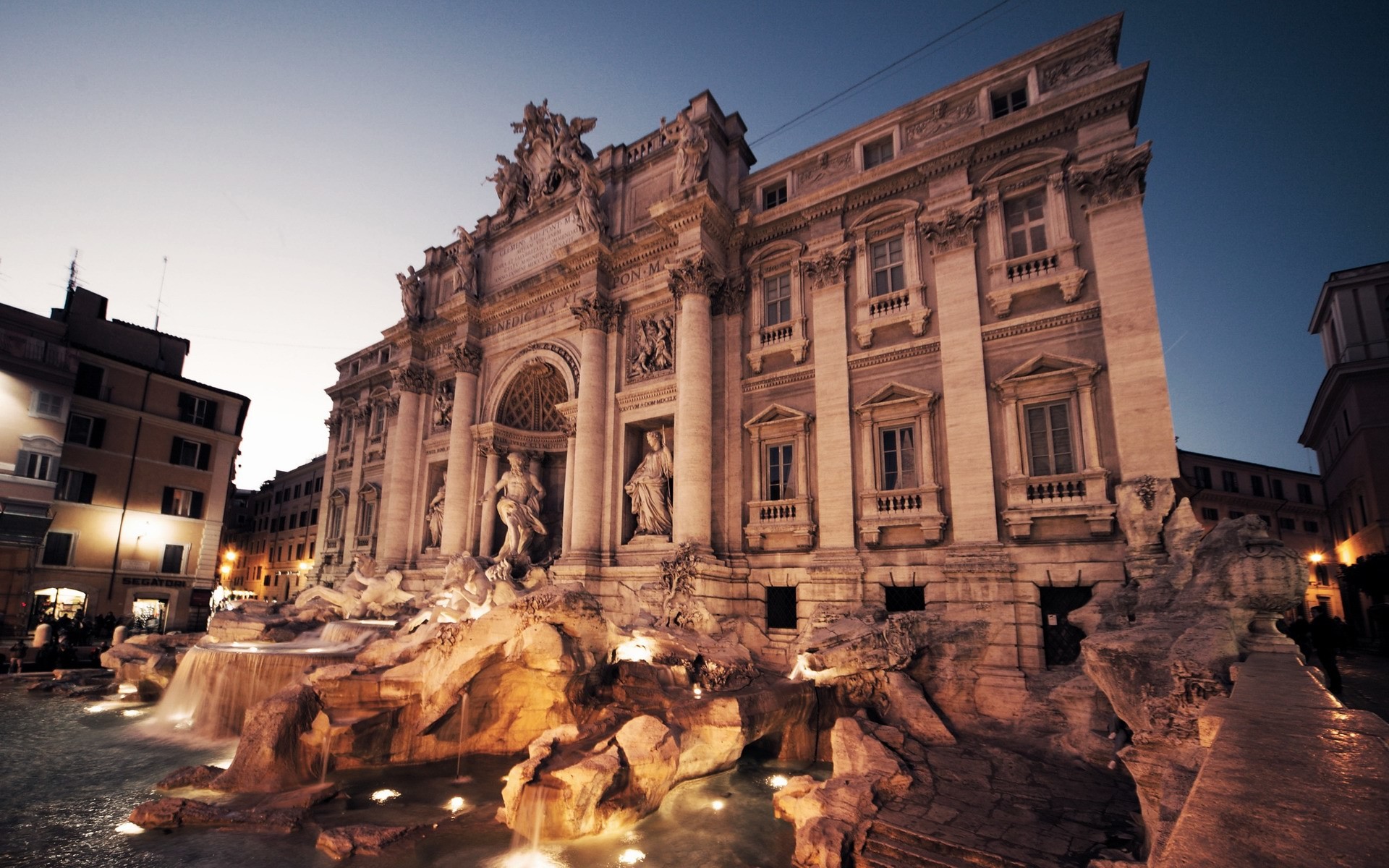 Fontana di Trevi, Roma, Notte, Full HD, sfondo desktop