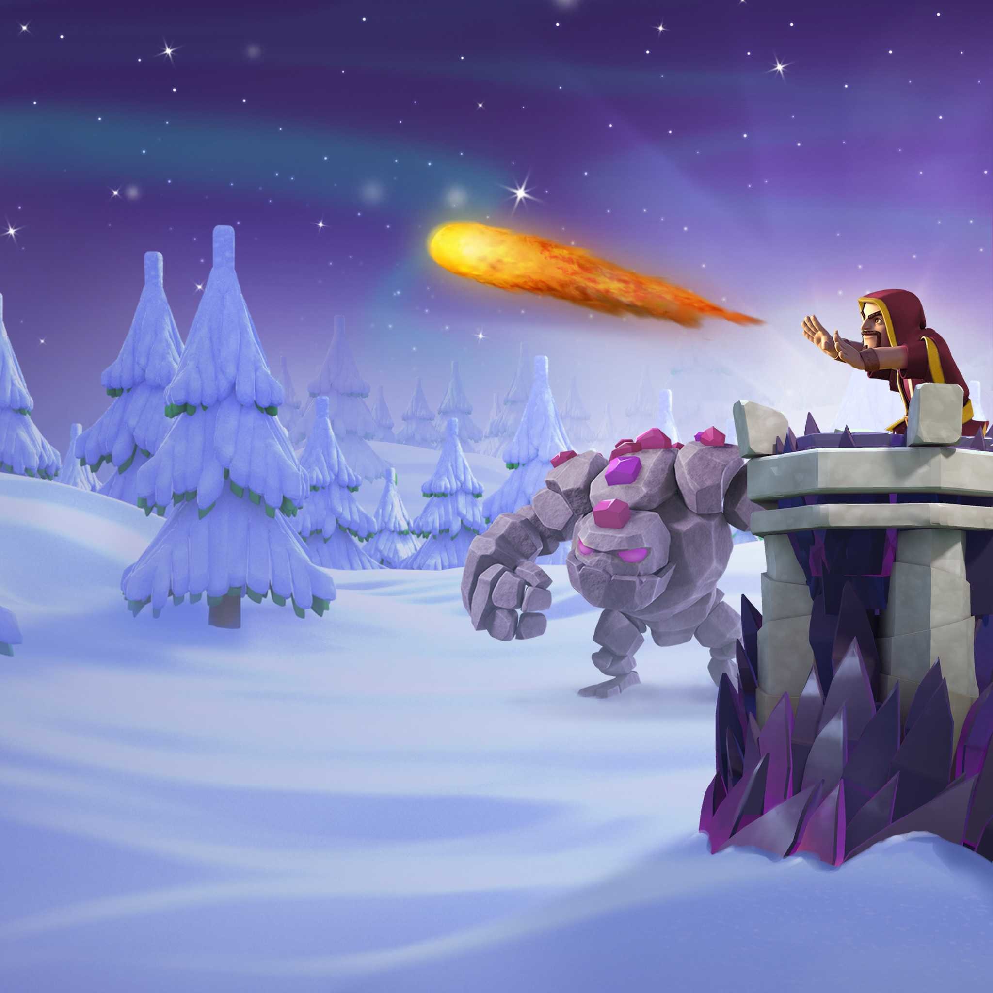 Clash of Clans, Golem, Neve, Palla di fuoco, Full HD, schermata di blocco iPad