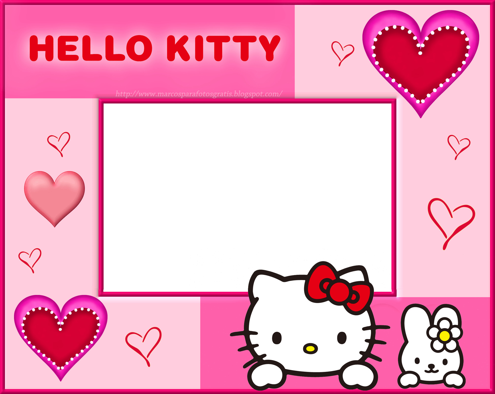 Hello Kitty, Cornice, Cuori, Mimmy, Rosa, Full HD, sfondo per portatile
