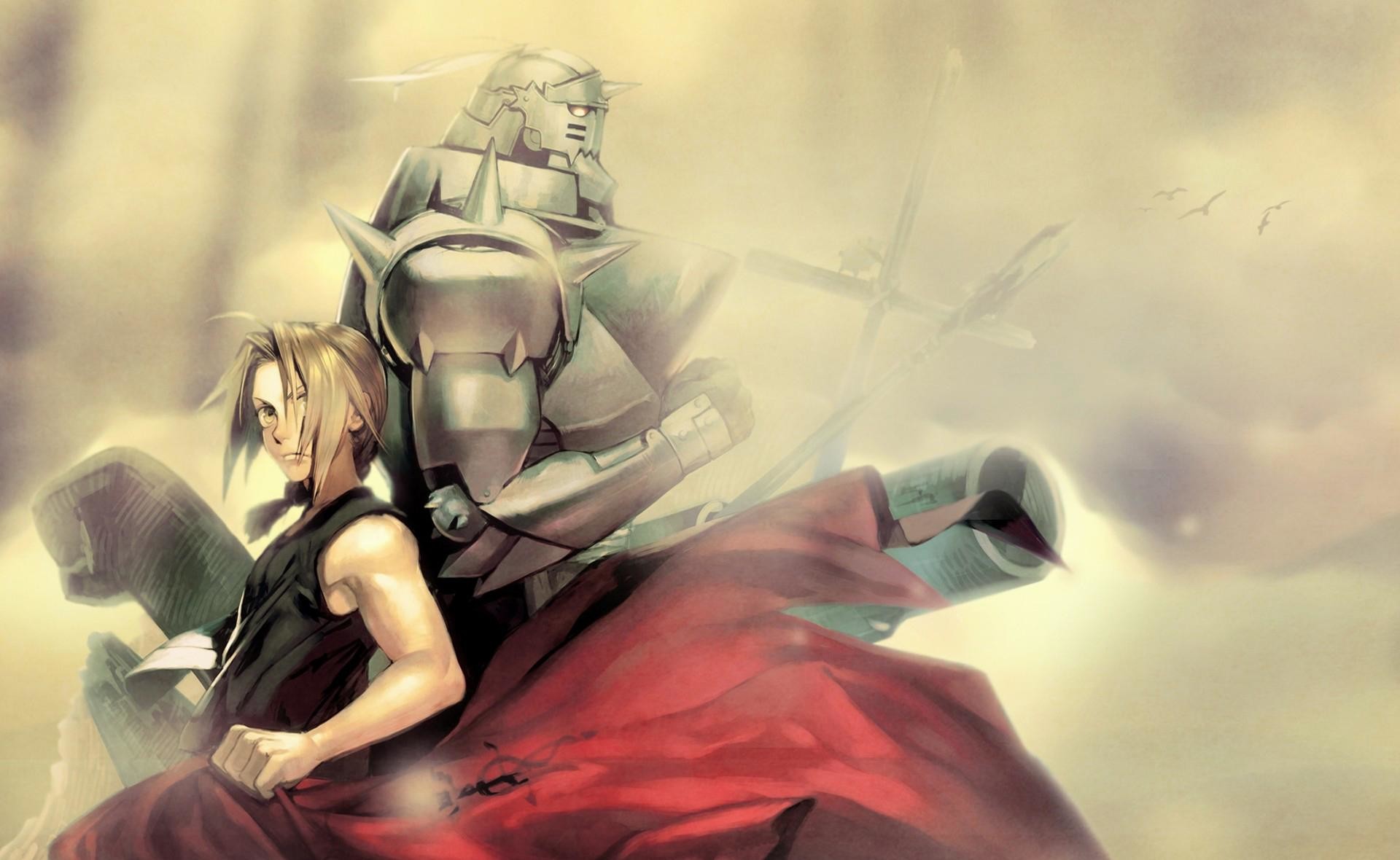 Edward Elric, Alphonse Elric, Fullmetal Alchemist, Seppia, Full HD, sfondo desktop