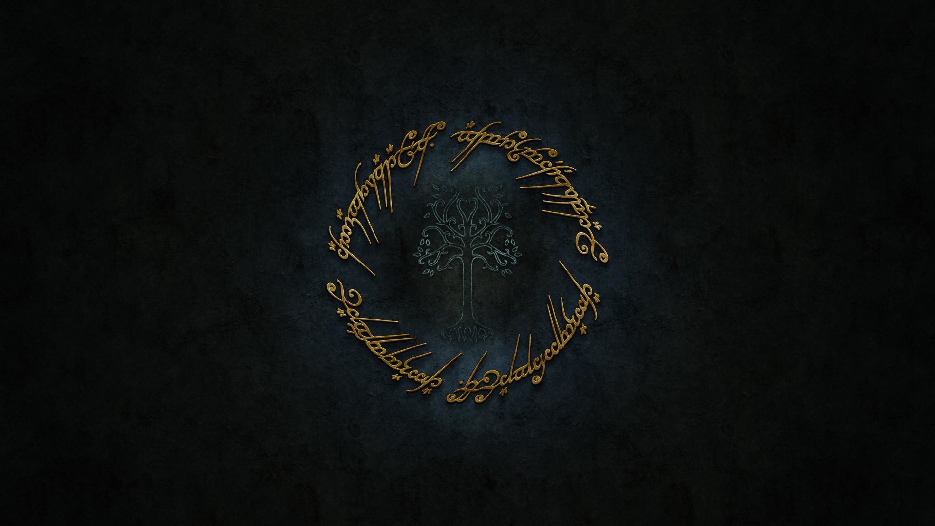 Unico Anello, Iscrizione elfica, Sfondo scuro, 1920x1080, wallpaper desktop